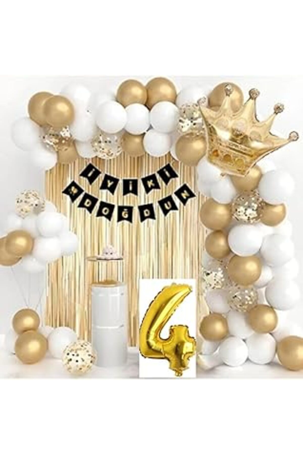 karadağsb Bkmc Kral Taçlı Yaş Folyolu Doğum Günü Gold Beyaz Balon Seti Bmcnm846