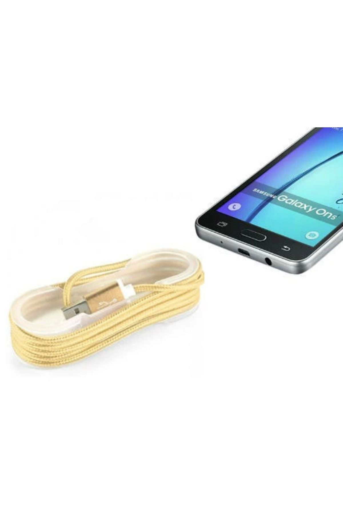 karadağsb Android Örgü Şeklinde Renkli Çelik Şarj Data Kablosu - Gold