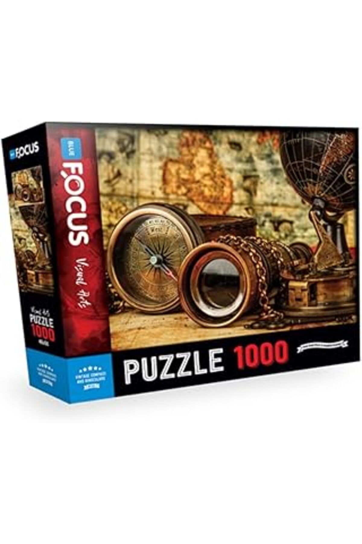 karadağsb Blue Focus 1000 Parça Puzzle - Vintage Compass Andbinoculars