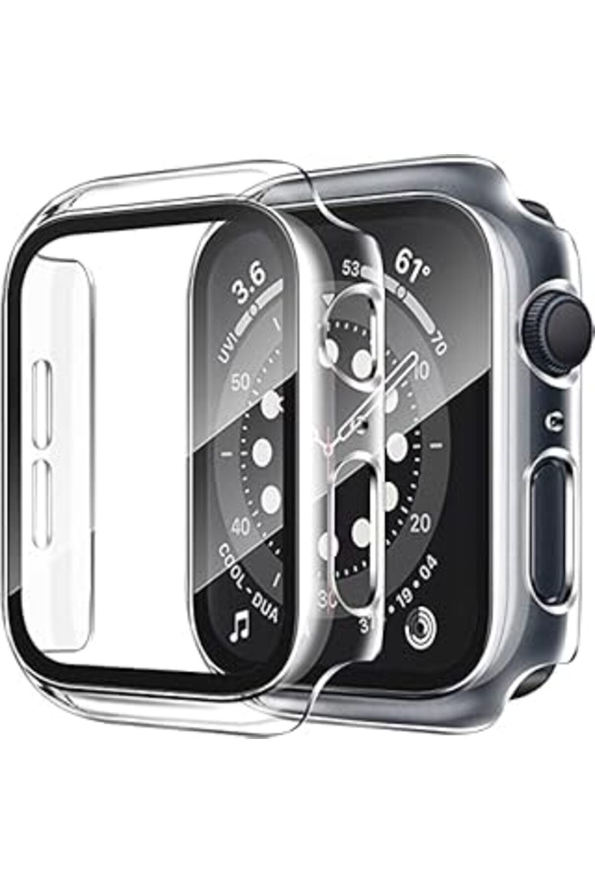 karadağsb Happy Trend Apple Watch 1/2/3/4/5/6/ Seri 42 Mm Ekran Koruyucu Ve Kılıf Bir Arada Tam Koruma (Şeffa