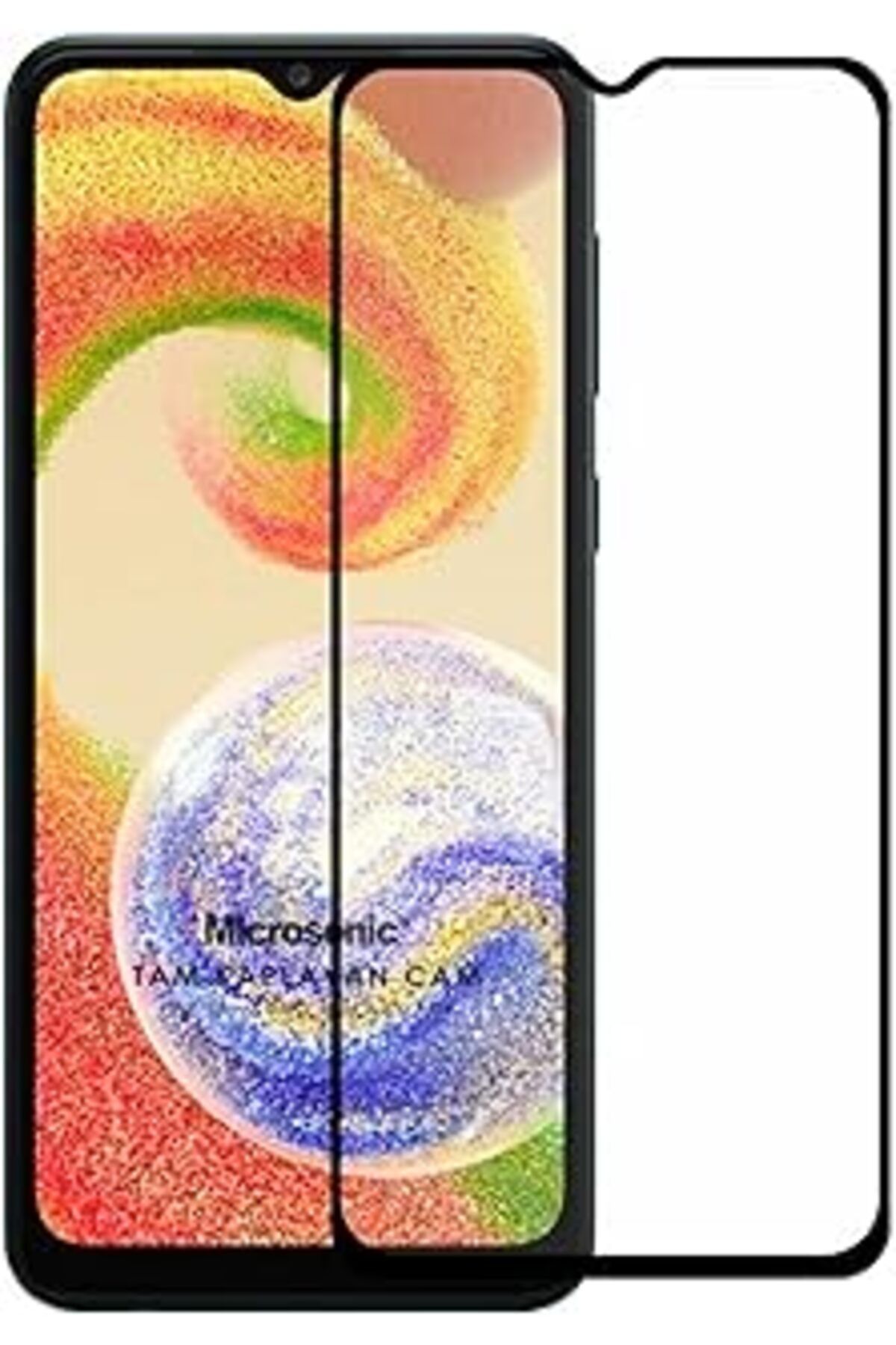 Pazarcan Microsonic Samsung Galaxy A04 Tam Kaplayan Temperli Cam Ekran Koruyucu Siyah