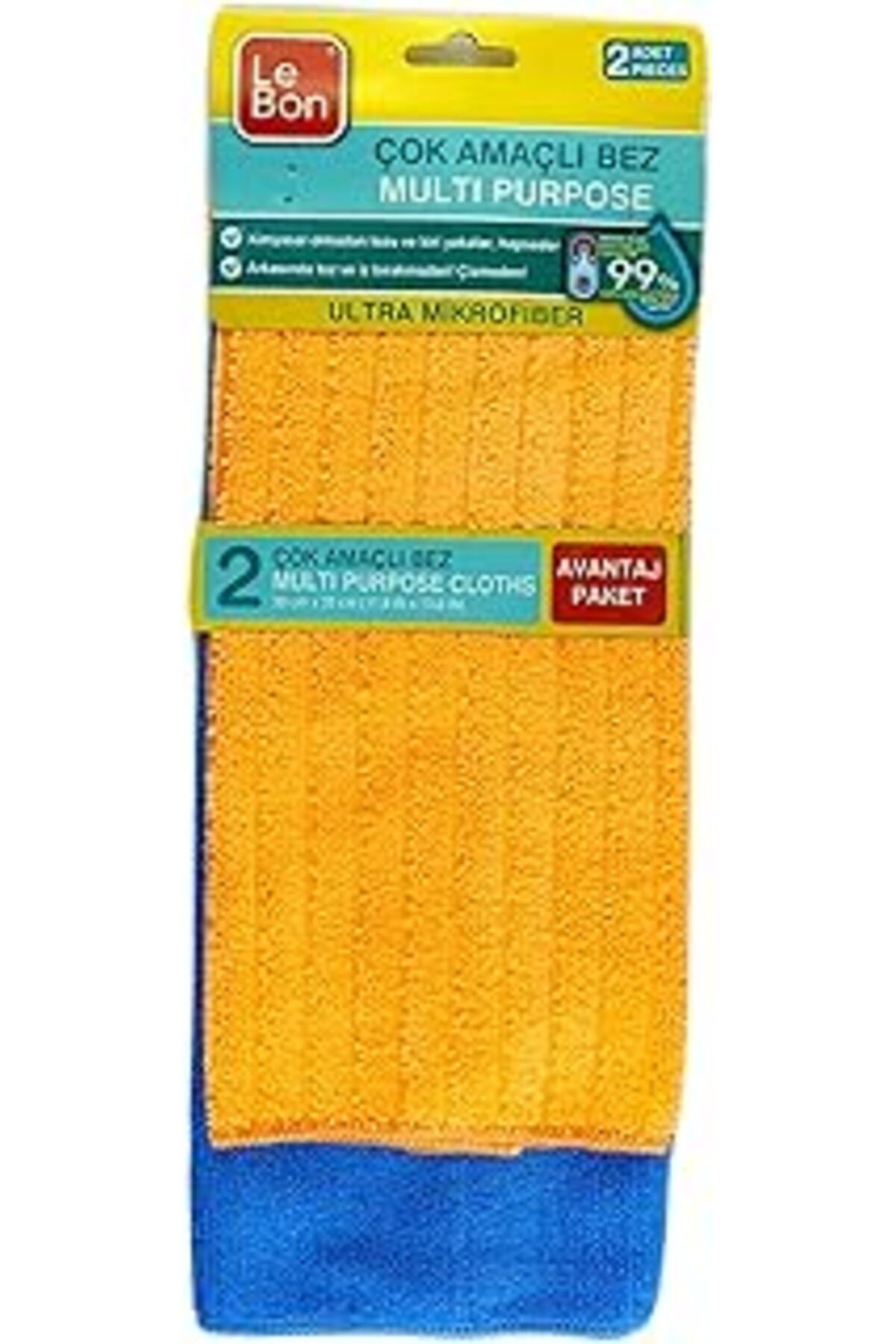NZM TİCARET Lebon Ultra Mikrofiber Çok Amaçlı Temizlik Bezleri, 2'Li Paket, Toz Ve Kir Yakalayıcı, Yıkanabilir,