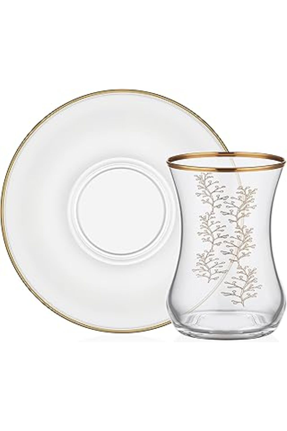 Mu Art Decorium Lorin 24 Ayar Altın Yaldızlı 100 Ml 12 Parça 6 Kişilik Cam Çay Takımı 9-01110601