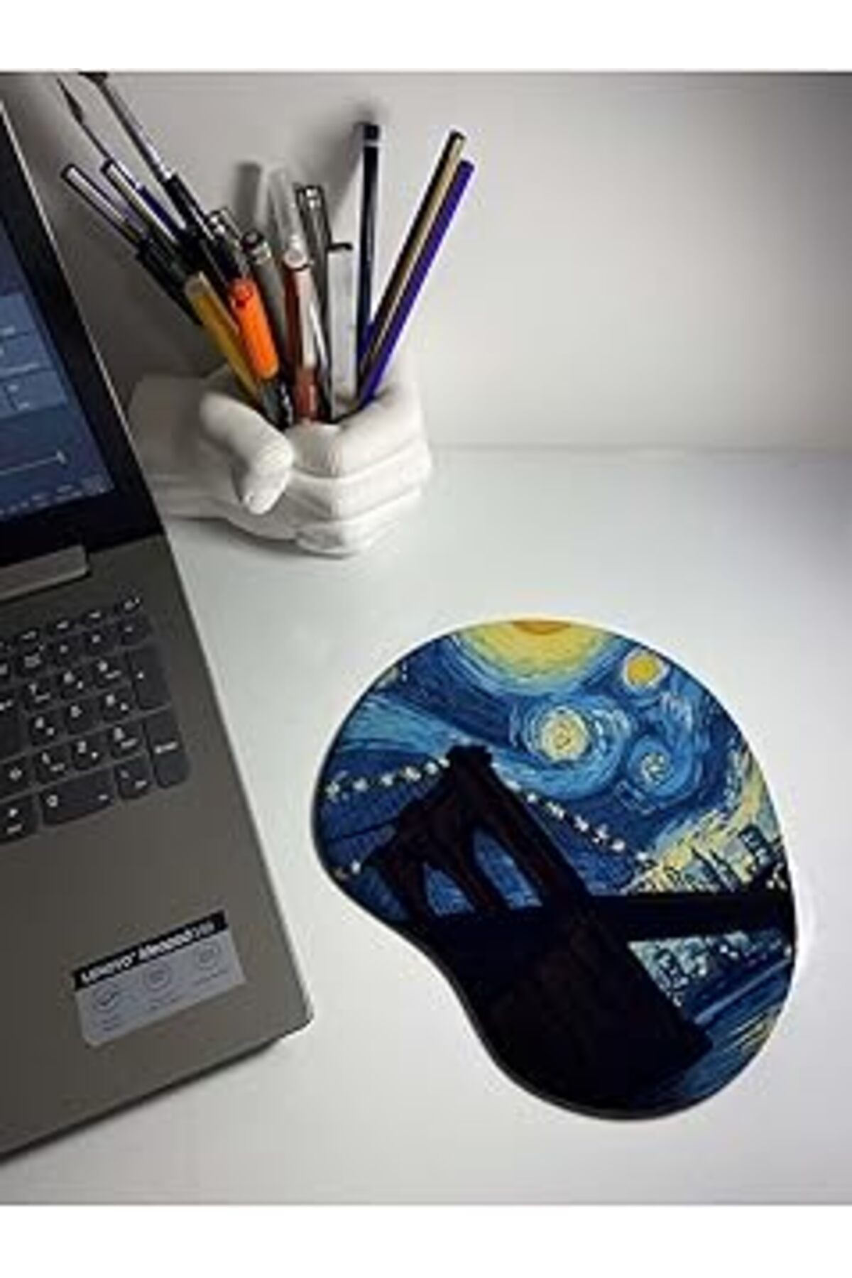 Mu Art Ahşap Bridge Starry Nights Desenli Bilek Destekli Mouse Pad