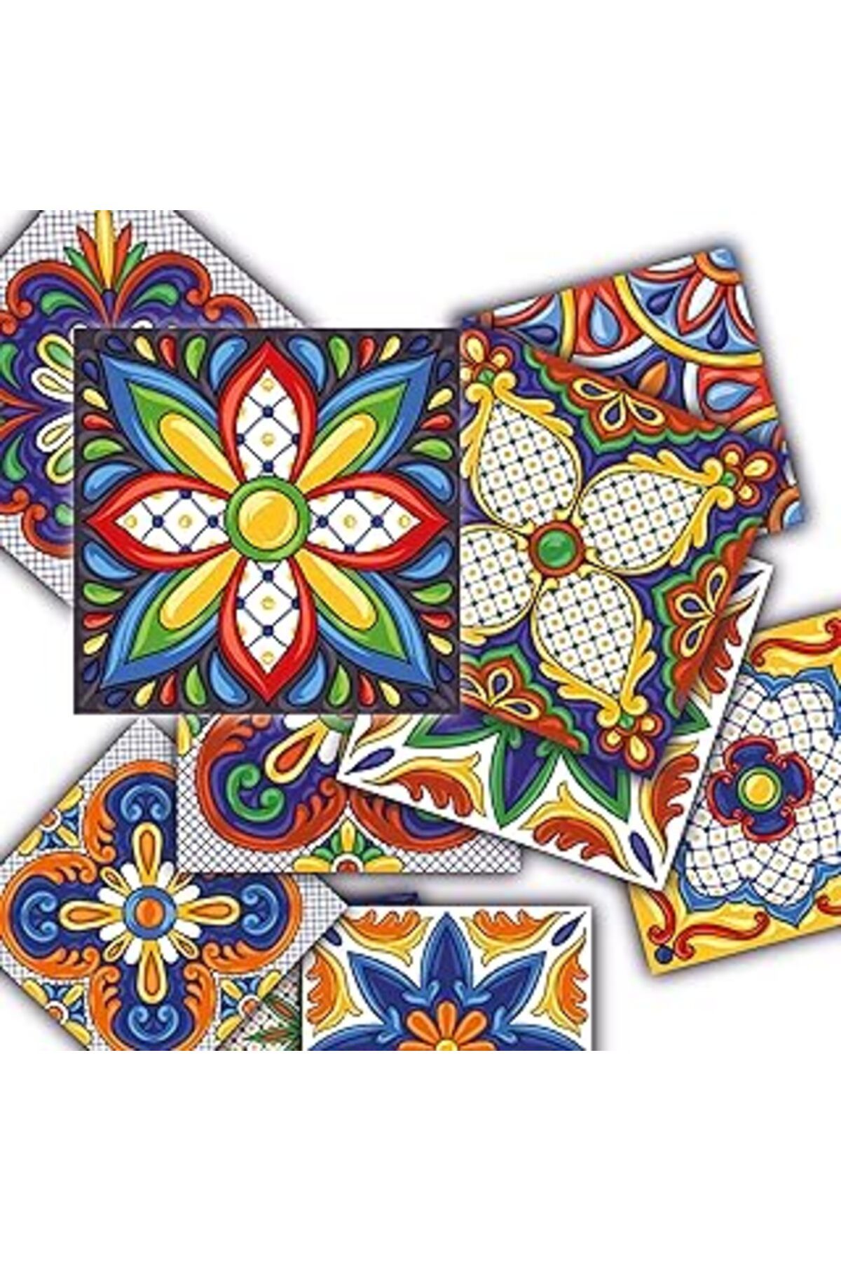 NZM TİCARET Kendinden Yapışkanlı Karnaval Desenli Pvc Karo (10X10 Cm)