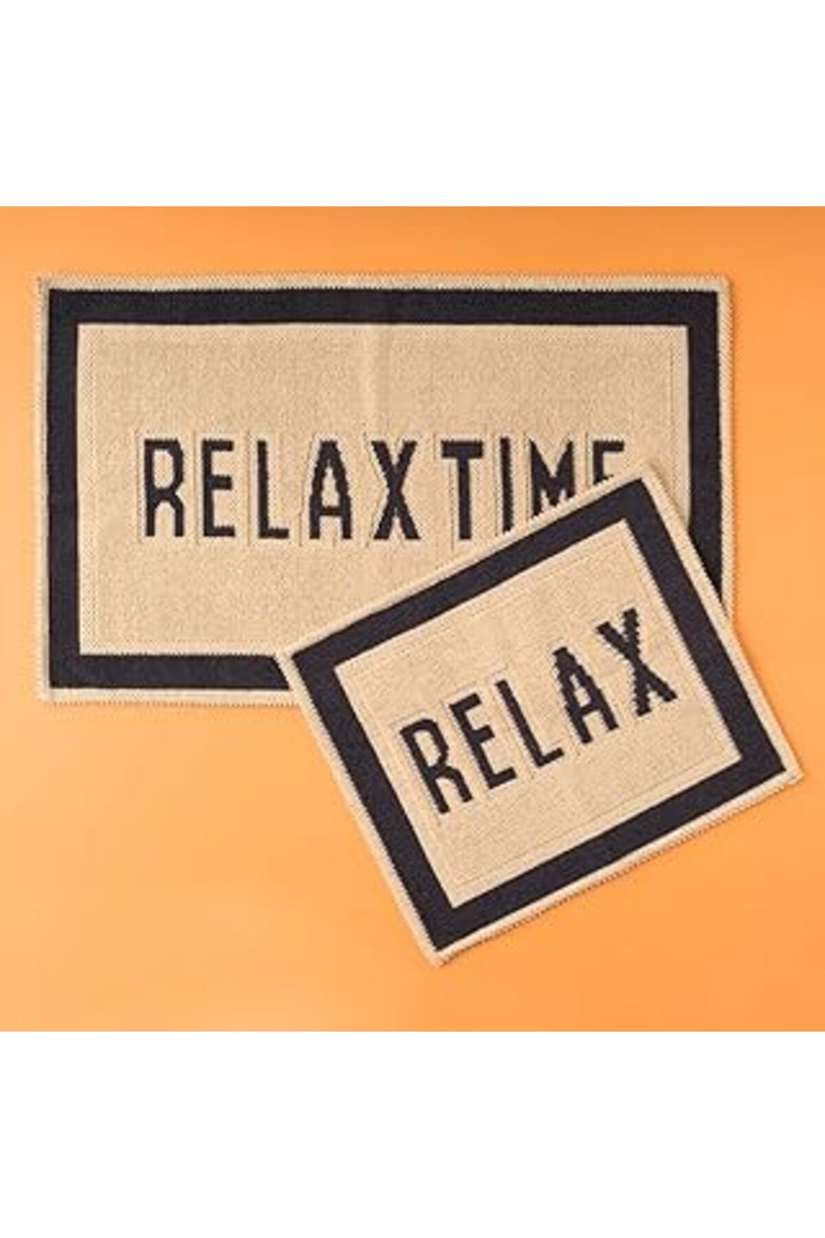 NZM TİCARET Bella Maison Relax Harf Baskılı%80 Pamuk%20 Polyester Paspas Takımı, Beyaz, 1 Adet 60X100 Cm / 1 Ad