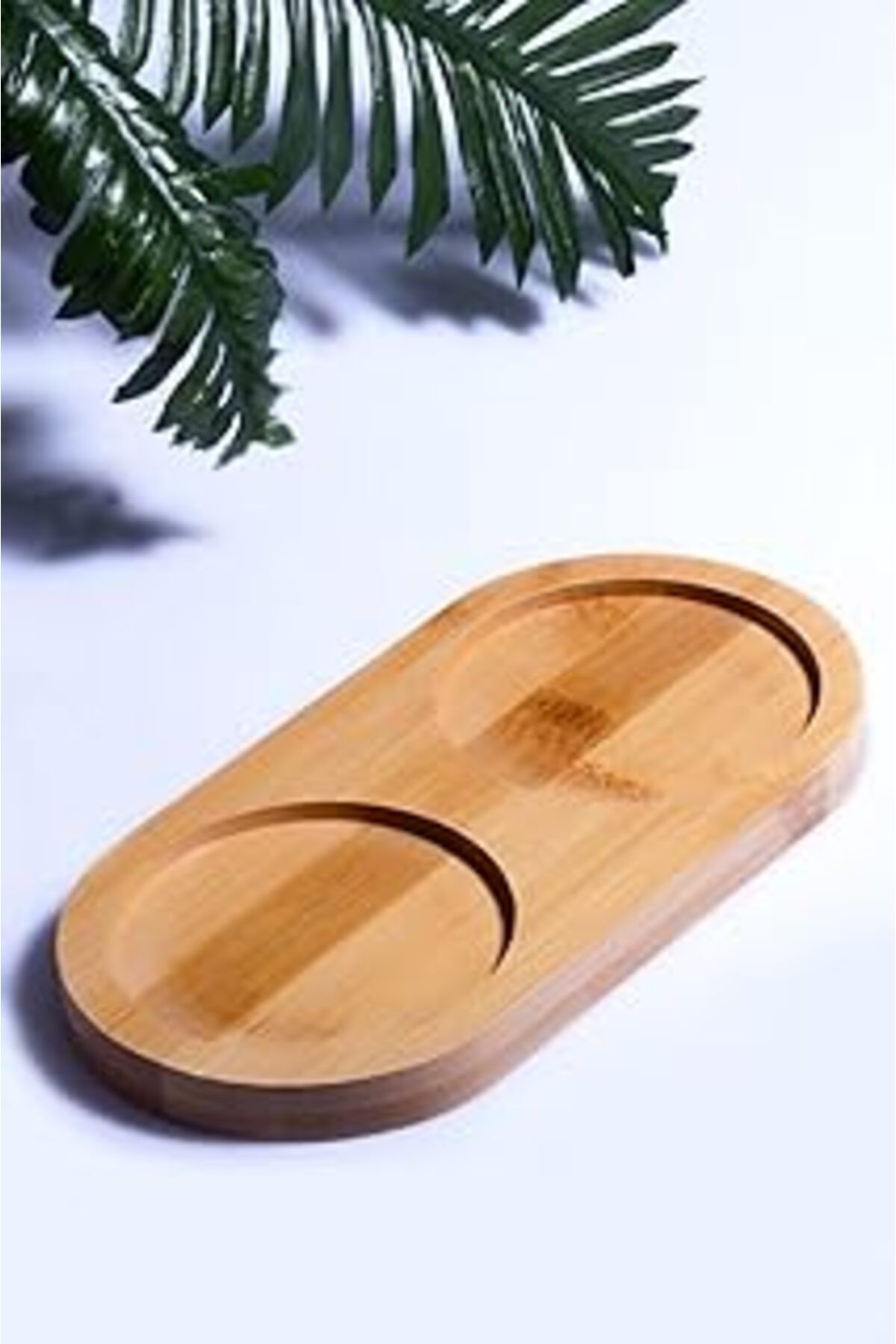 ASİTAN Porselen Diyarı Bambu Doğal 2 Bölmeli Yağdanlık Altlığı 20x10 Cm Bambu