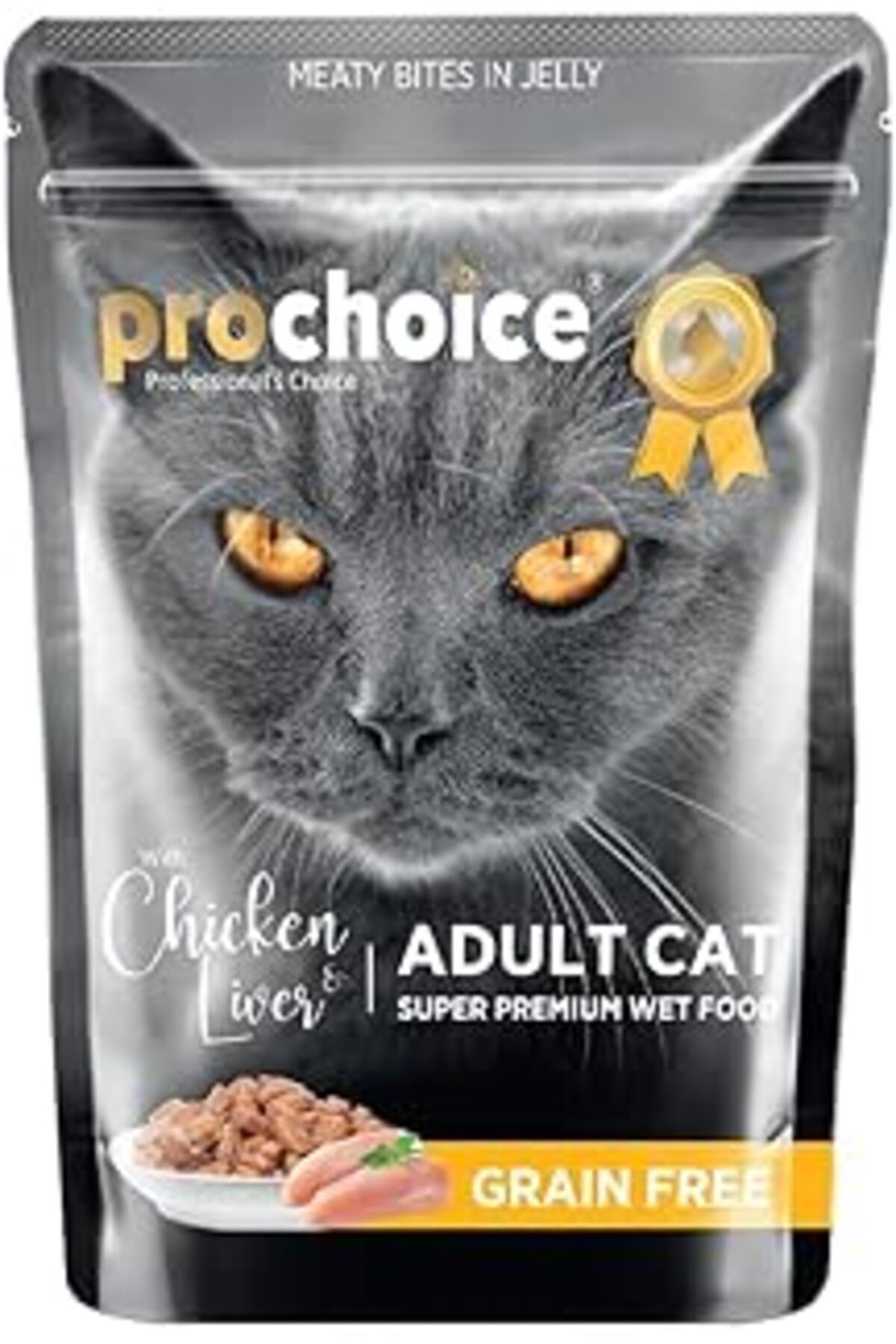 karadağsb Prochoice Yetişkin Kediler İçin, Tahılsız, Jöle İçinde Tavuk Ve Ciğer Parça Etli Yaş Mama, 85 G