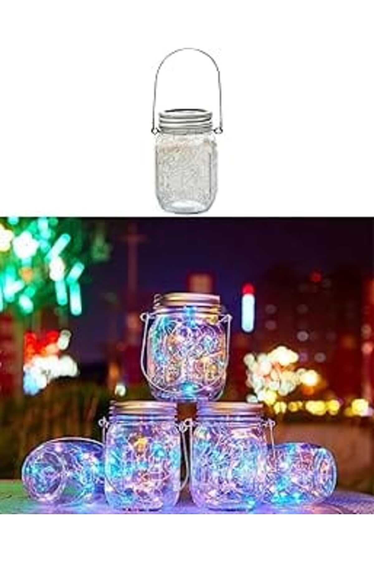 NETWORK ART Forlife Solar Technology Güneş Enerjili 3W Rgb Çok Renkli Kavanoz Peri Led Asma Aparatlı 20 Led Bah