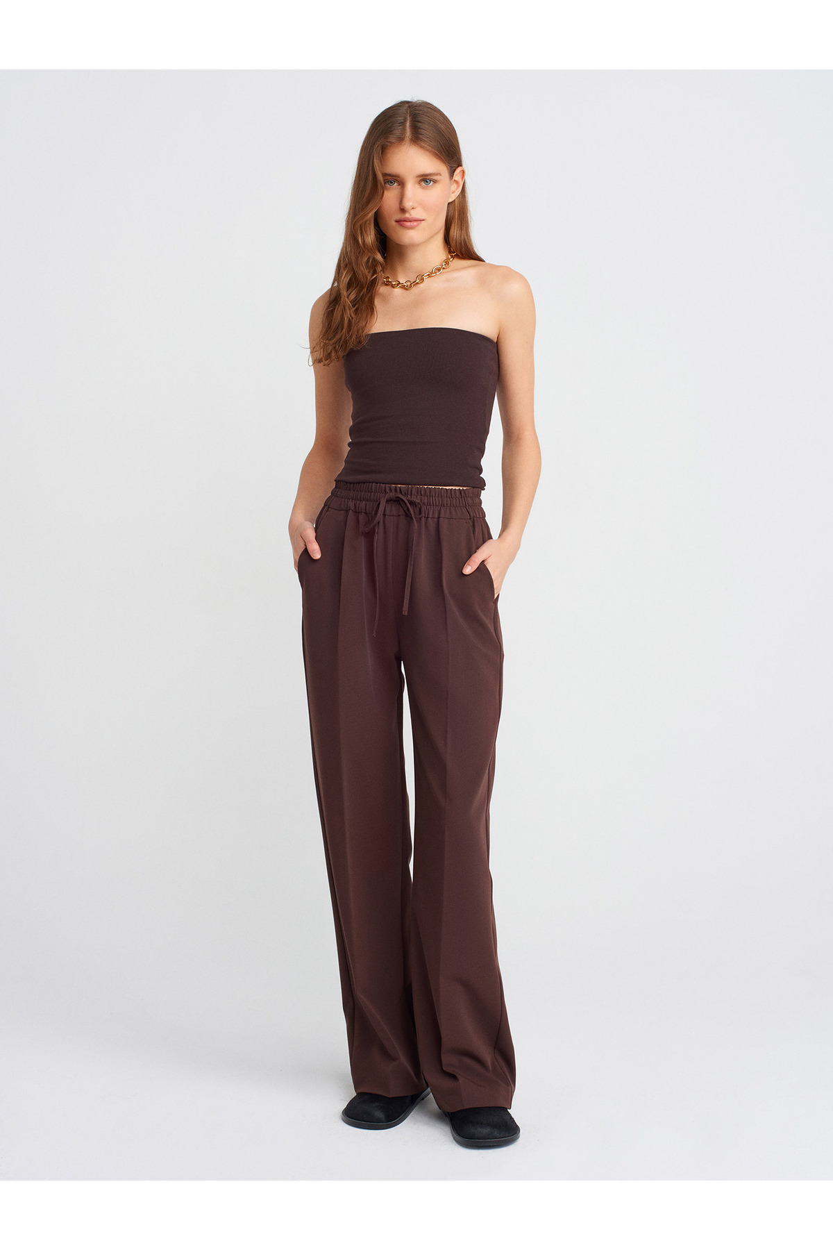 Dilvin  20659 Straplez Top-Koyu Kahve - Görsel 4