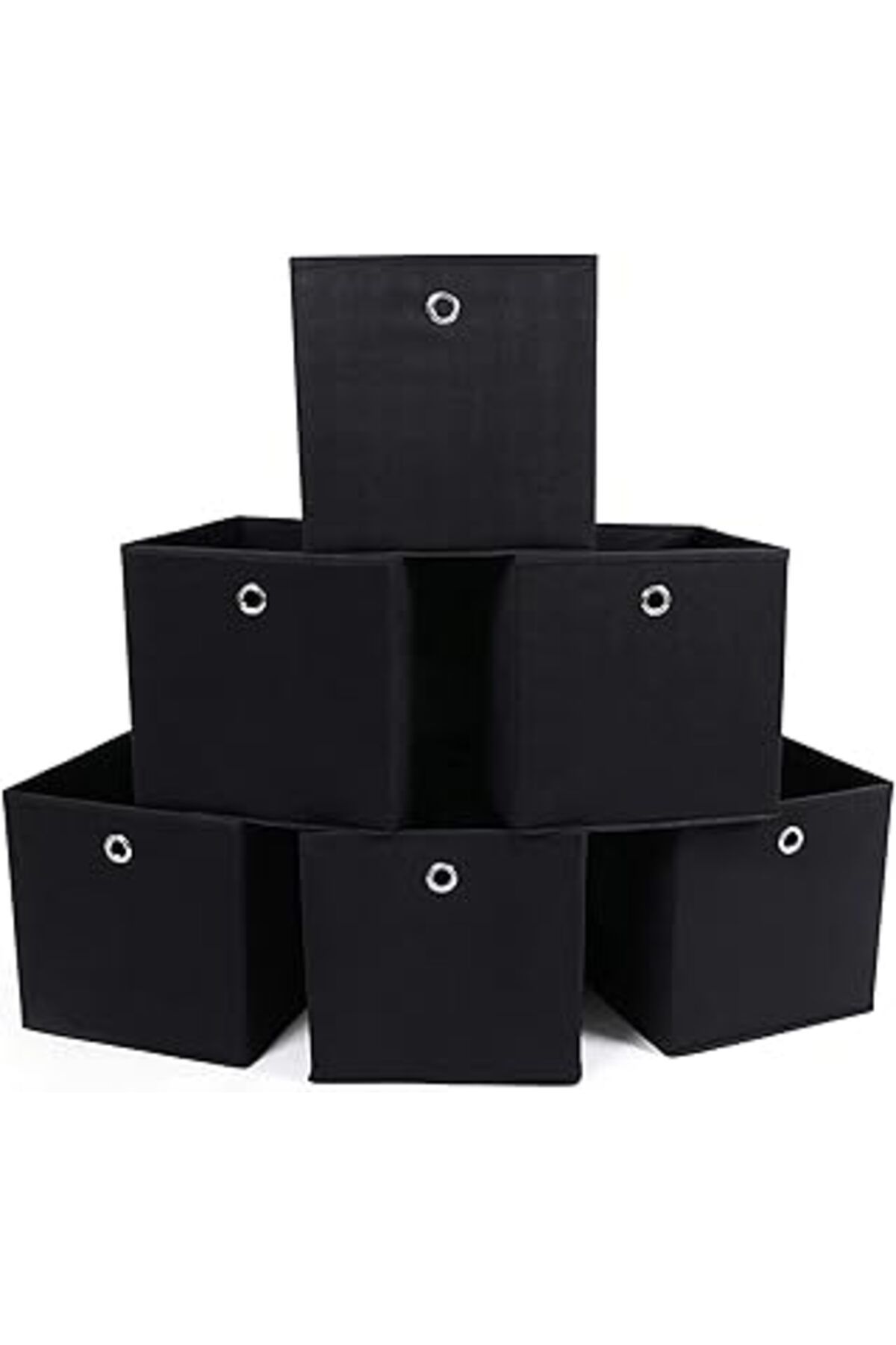 karadağsb Songmics Rfb02H-3 Saklama Kutusu, 6 Adet, Katlanır Kutu, Parmak Delikli, 30 X 30 X 30 Cm, Siyah
