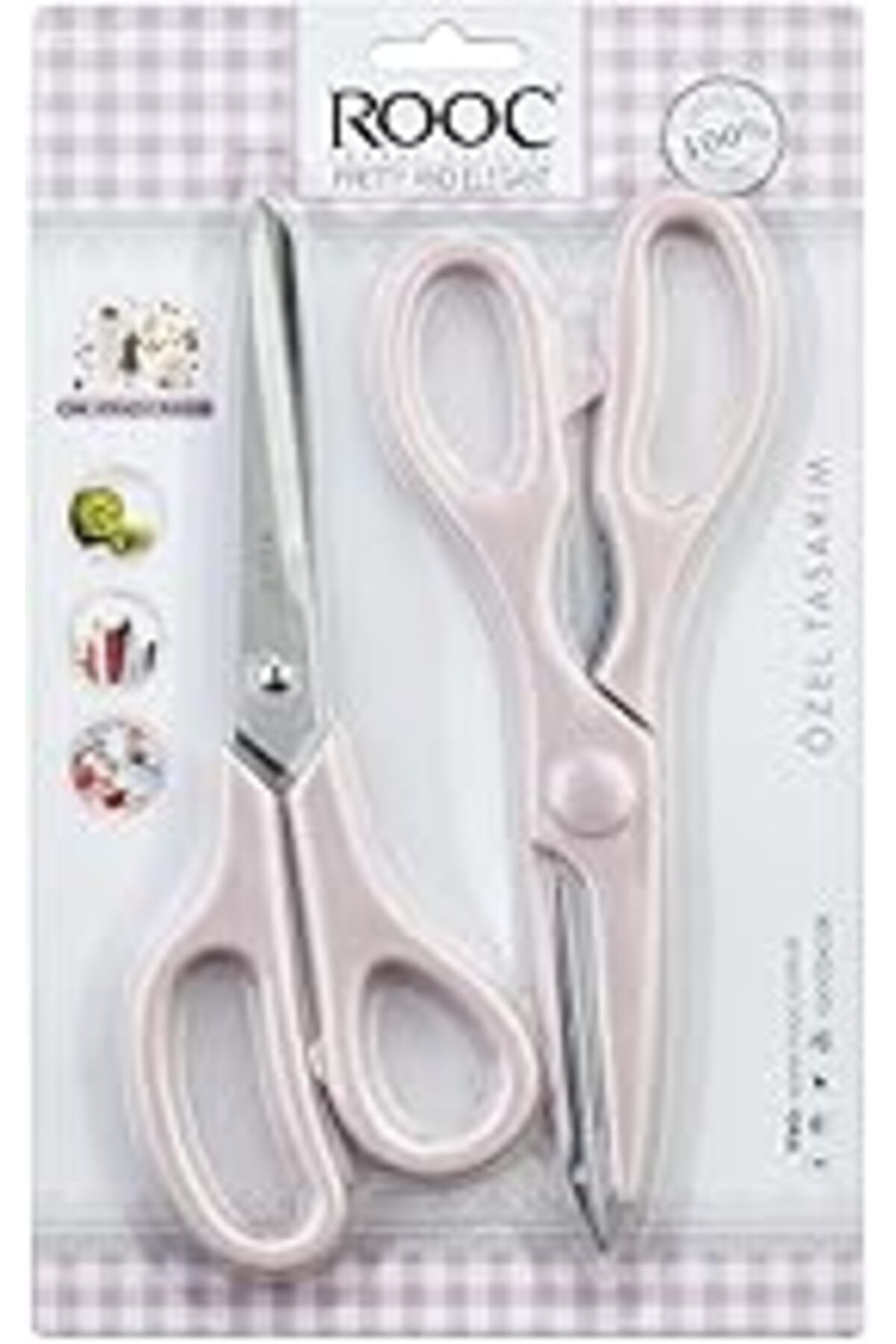 Pazarcan Rooc Premium Serisi Ergonomik Saplı Çelik Gıdaya Temasa Uygun 2'Li Mutfak Makası, Pembe