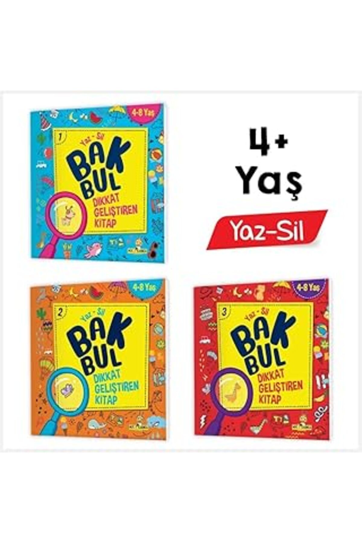 NZM TİCARET 4+ Yaş Bak Bul Dikkat Geliştiren Kitap Serisi Yaz-Sil