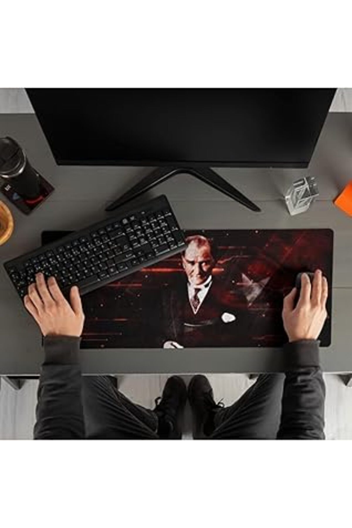 Mu Art Ahşap Hediyesepeti Atatürk Tasarımlı Ay Yıldız 70X30 Mousepad - Mouse Pad - Fare Altlığı