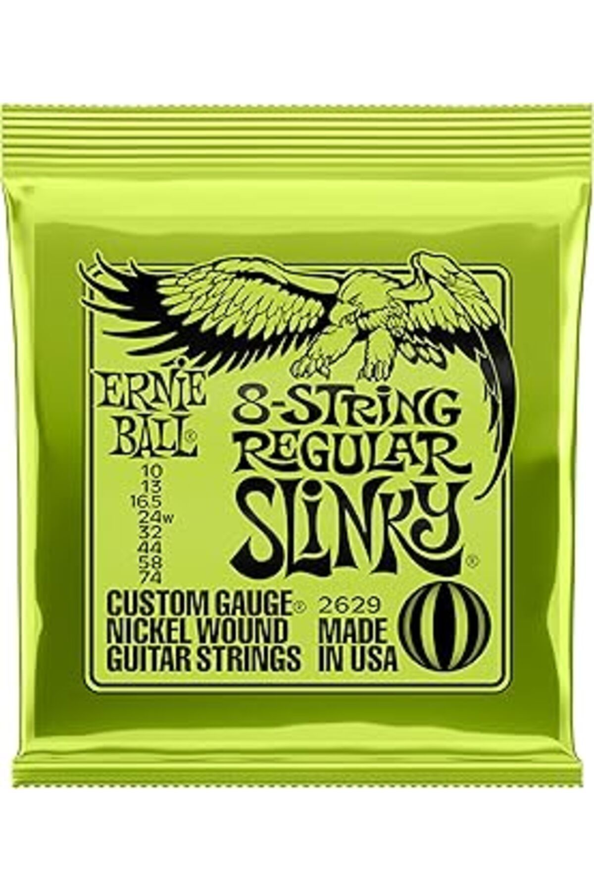 DENİZBİLİŞİM Ernie Ball Normal Slinky 8 Telli Nikel Yara Elektro Gitar Enstrüman Telleri, Ölçü 10-74