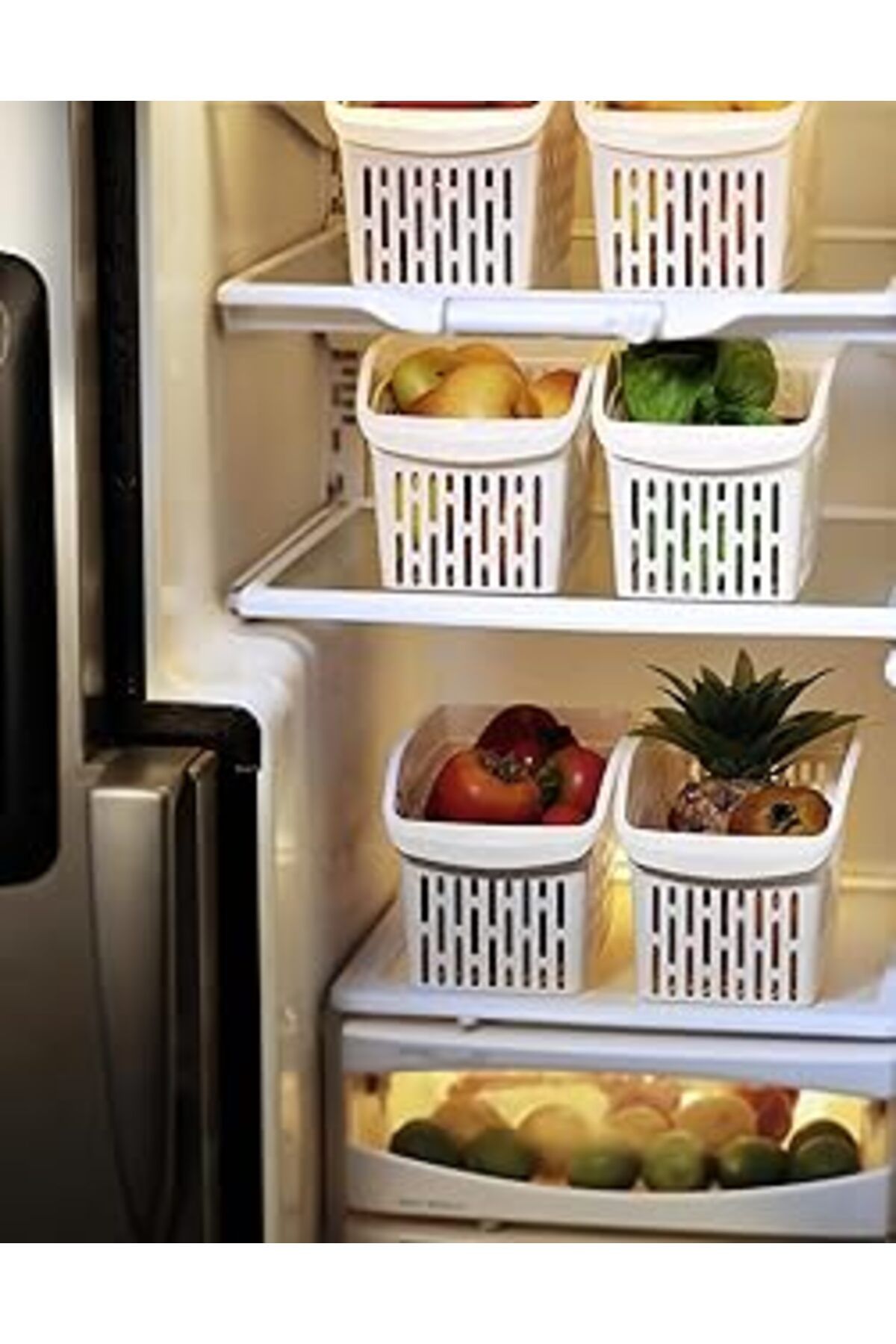 karadağsb Fevito Buzdolabı Sepeti Dolap Içi Düzenleyici Sepet Organizer Beyaz 4 Adet 30X16X17