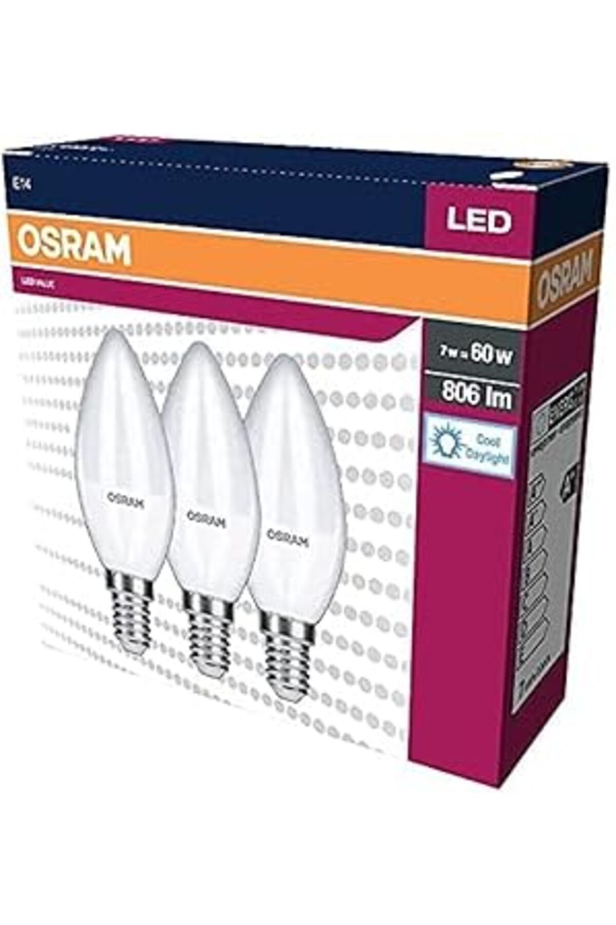 Mu Art Led Value Clb60 7W/865 Fr E14 3'Lü Beyaz Işık