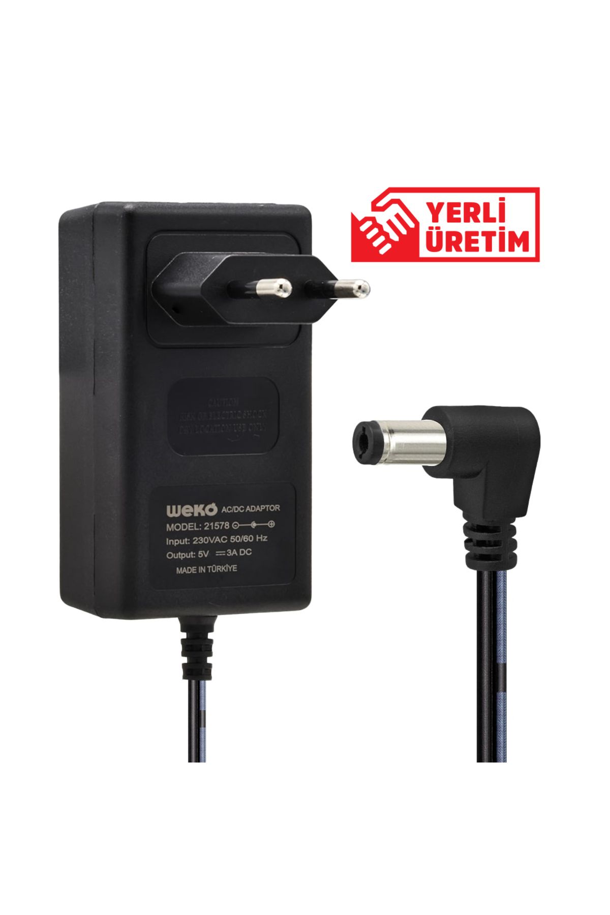 robotrend Weko 5 Volt - 3 Amper 5.5*2.5 Uçlu Yerli Üretim Plastik Kasa Priz Tipi Adaptör