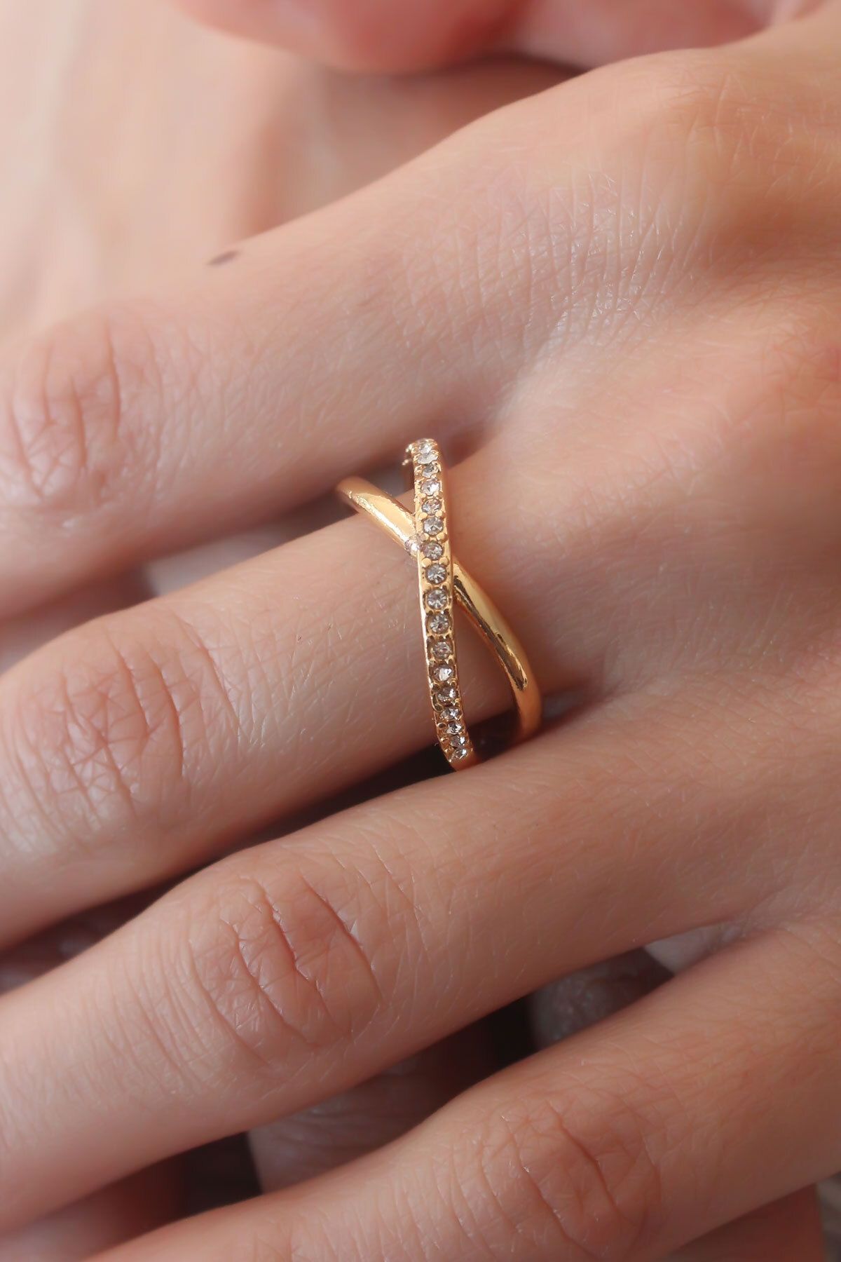 MMB Boutique Gold Renk Zirkon Taşlı Kadın Yüzük