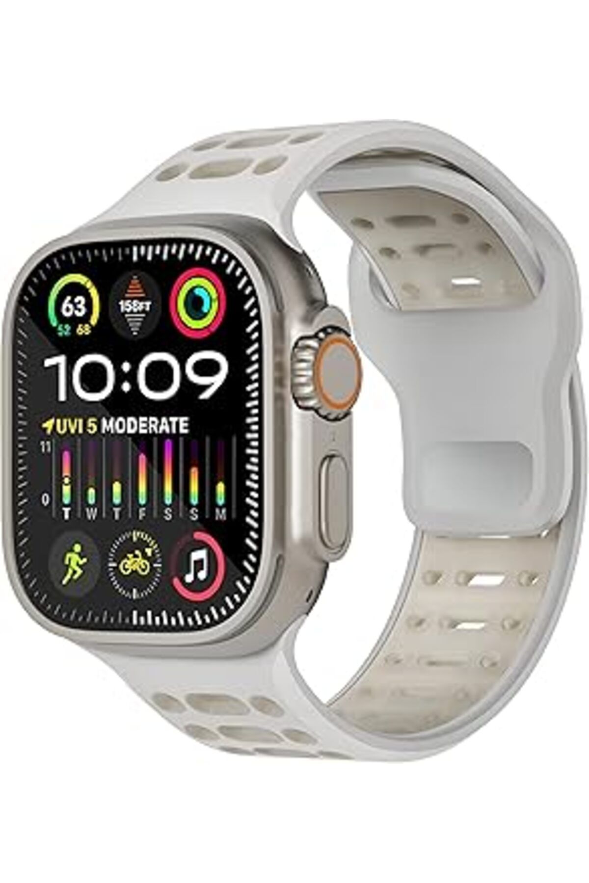 karadağsb Minesk Apple Watch Ile Uyumlu 42-44-45-46-49 Mm Için Spor Silikon Kordon Hava Alabilen Çift Renkli