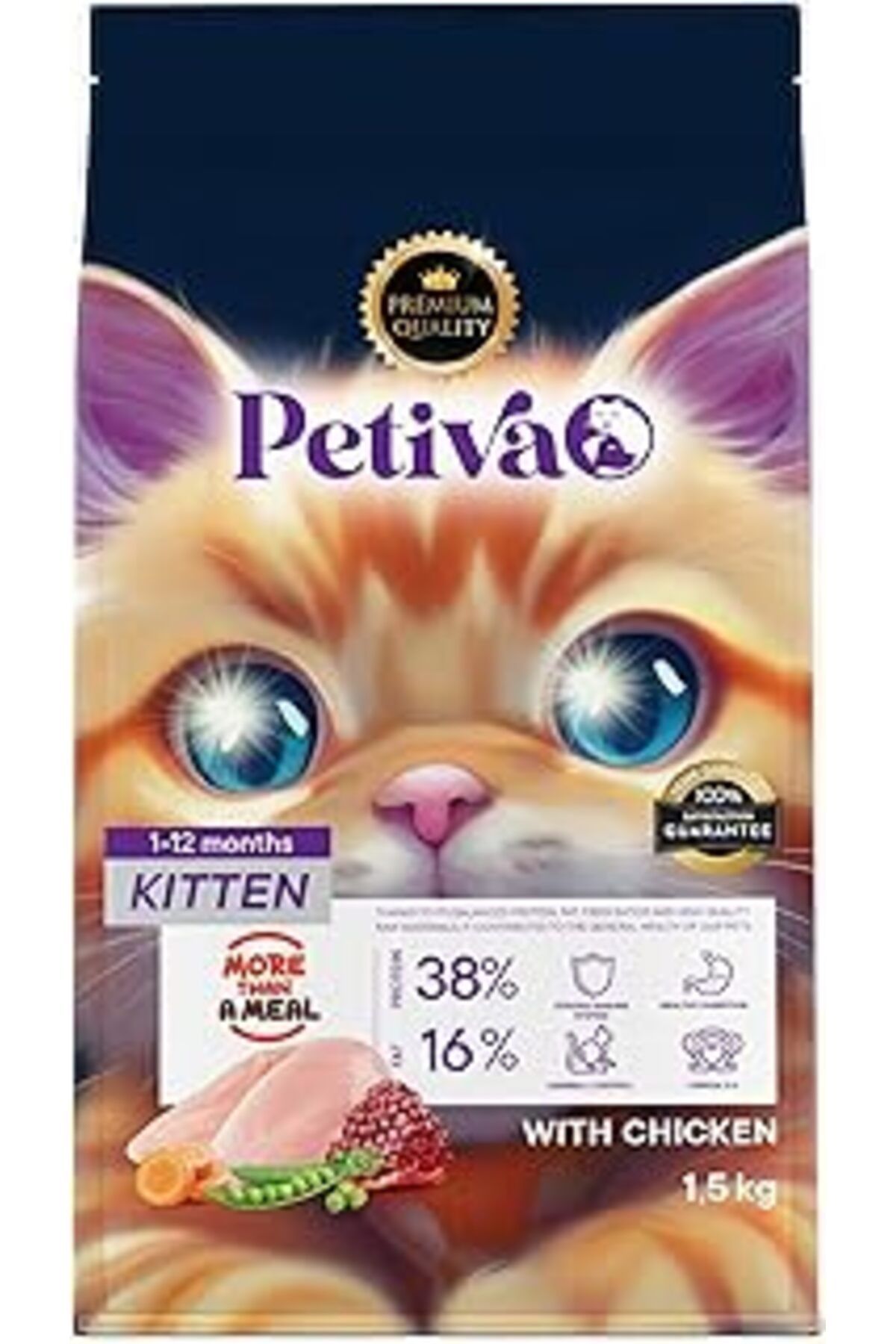 karadağsb Petiva Yavru Kediler İçin Tavuk Etli Kuru Kedi Maması (1.5 Kg, Tavuk)