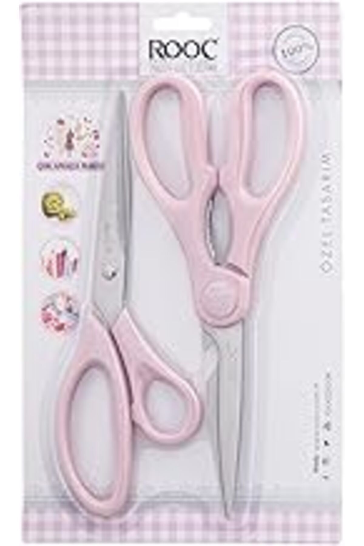 Pazarcan Rooc Premium Serisi Ergonomik Saplı Çelik Gıdaya Temasa Uygun 2'Li Mutfak Makası, Pembe