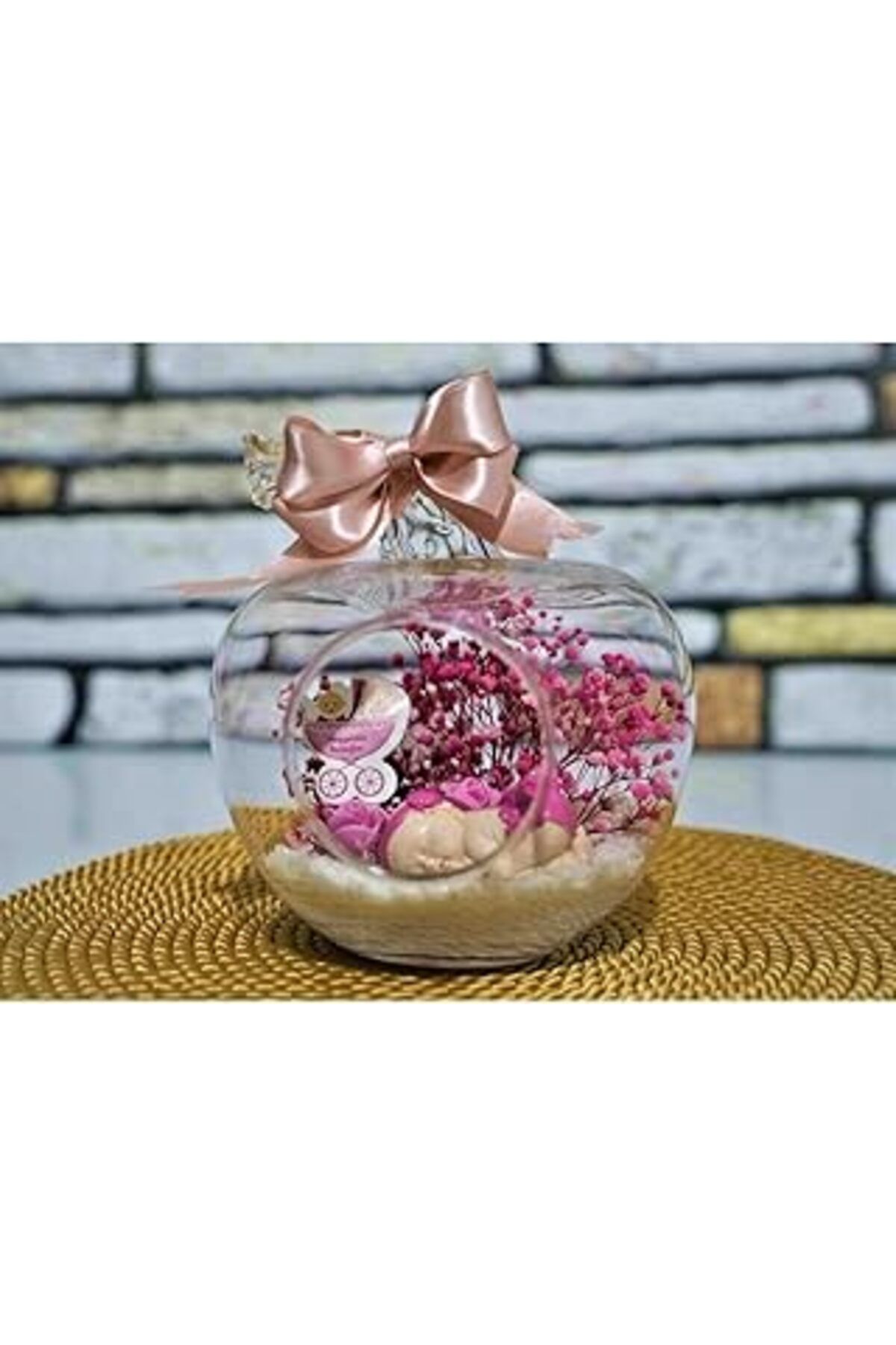 karadağsb Eba Çiçek Mini Elma Uyuyan Kiz Bebek-Yeni Doğan-Bebek Hediyesi Teraryum Eba-477