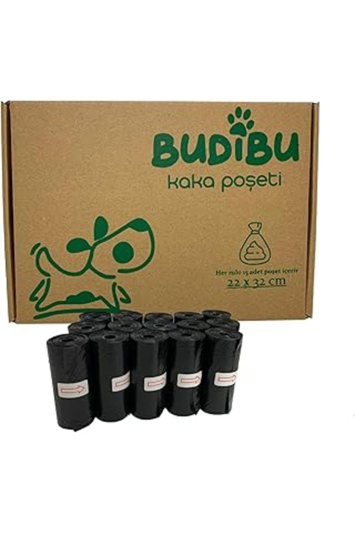 karadağsb Budibu Kedi Köpek Kaka Poşeti Evcil Hayvan Dışkı Kaka Torbası 15 Rulo (225 POŞET) (SİYAH)
