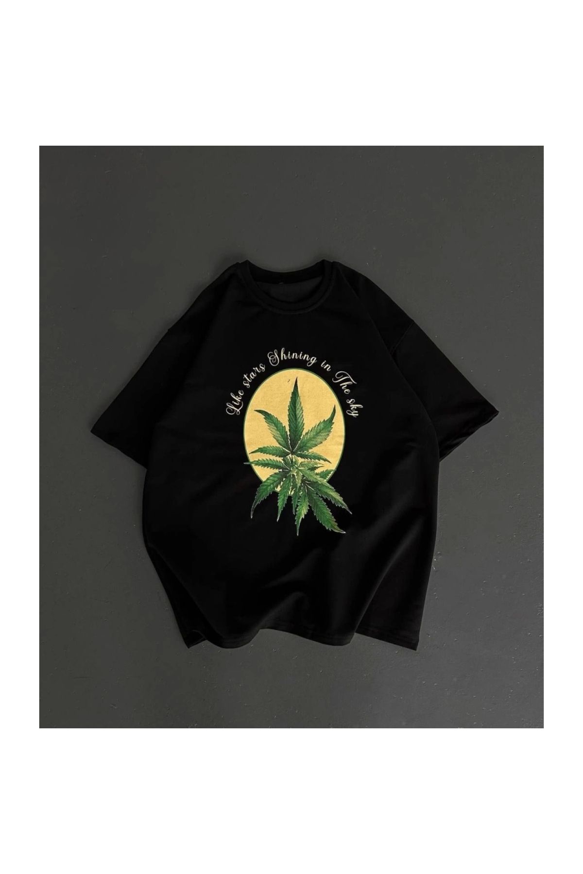 Marsilyan - Ön Ve Arka Baskılı Oversize Bisiklet Yaka Tshirt