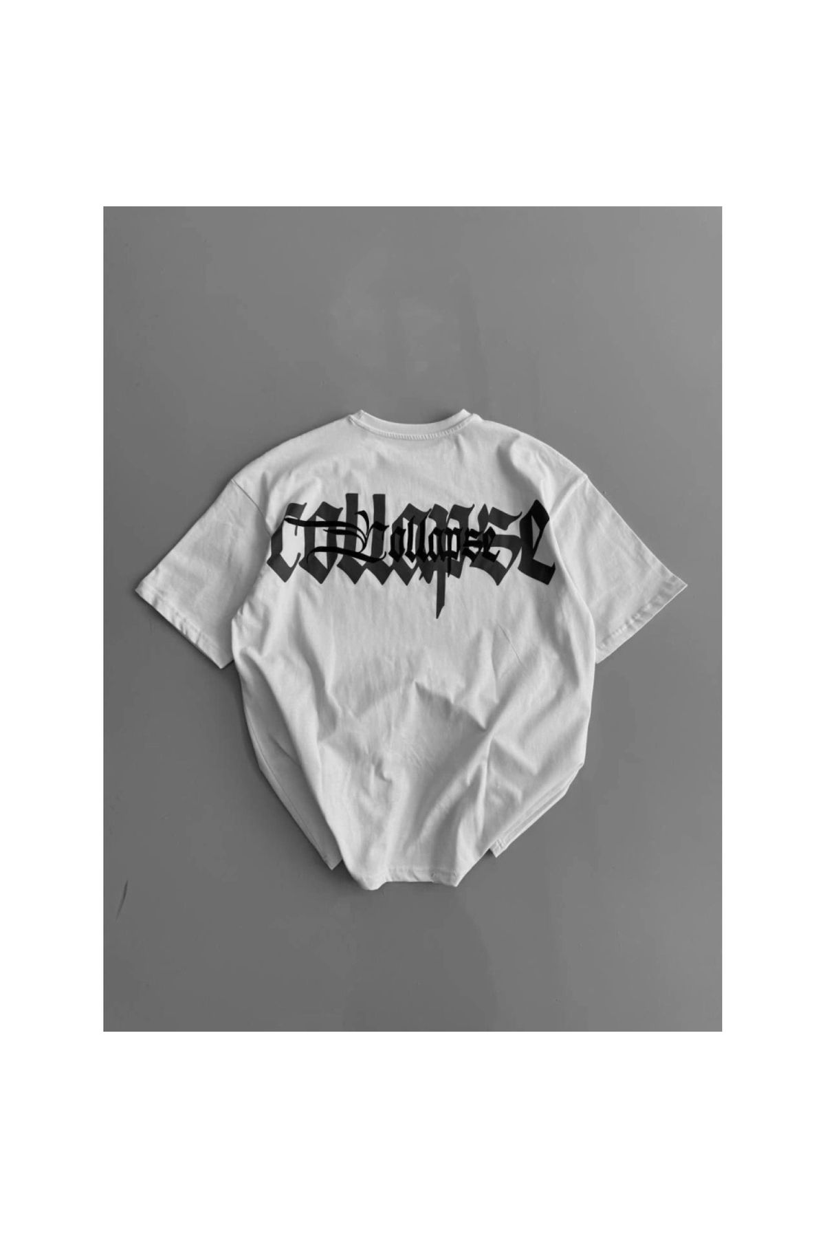 Marsilyan - Baskılı Oversize Bisiklet Yaka Tshirt