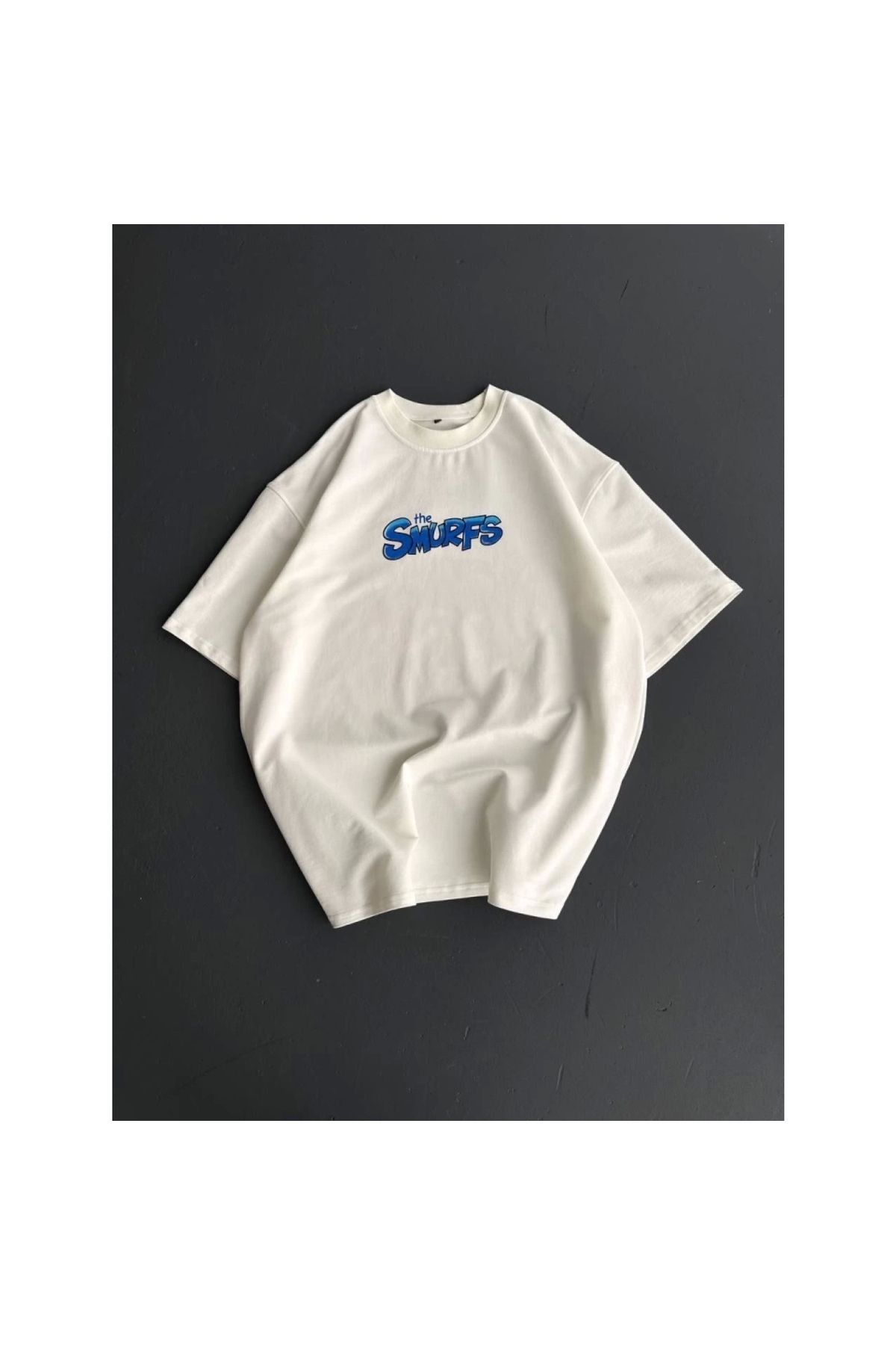 Marsilyan - Ön Ve Arka Baskılı Oversize Bisiklet Yaka Tshirt