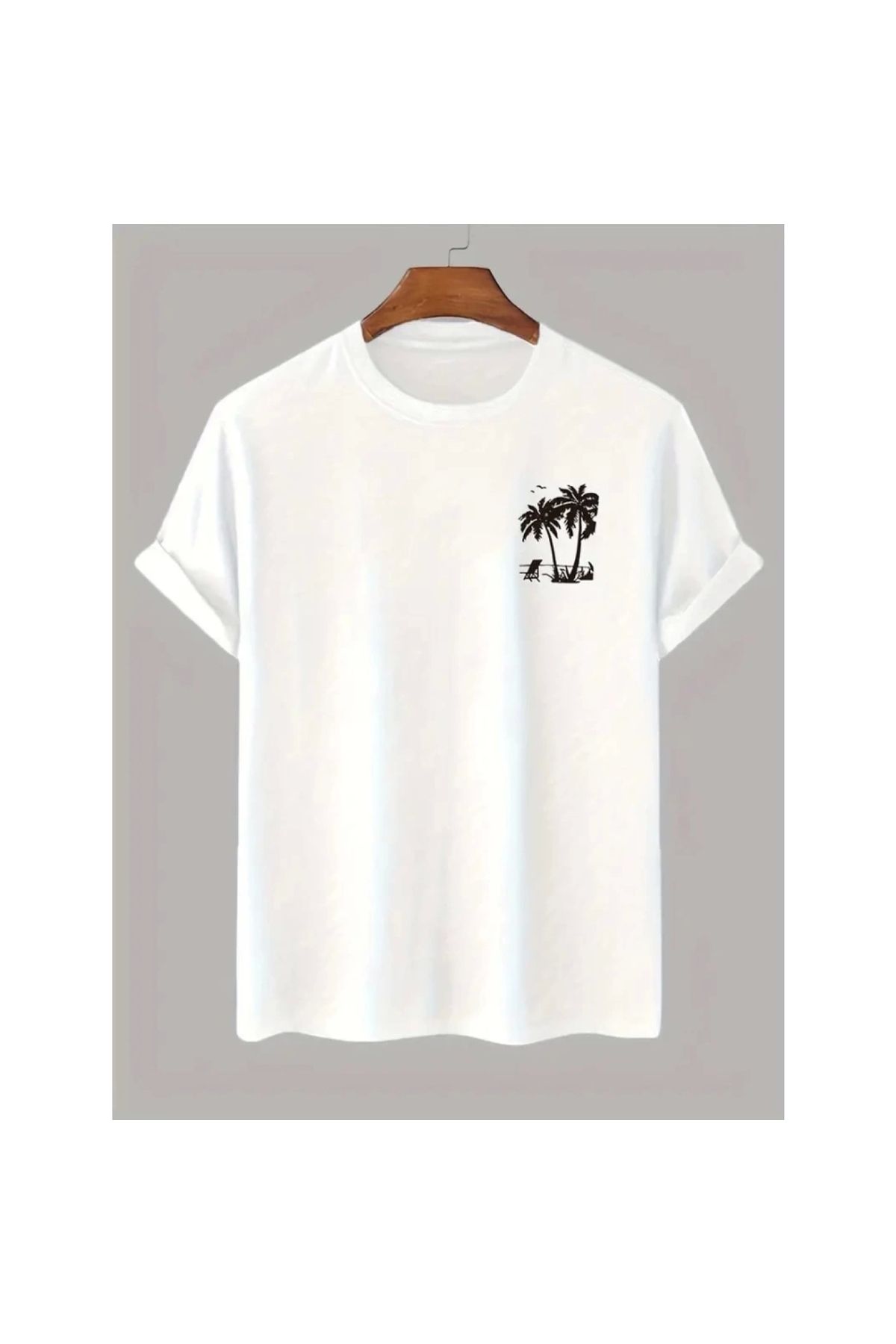 Marsilyan - Baskılı Oversize Bisiklet Yaka Tshirt
