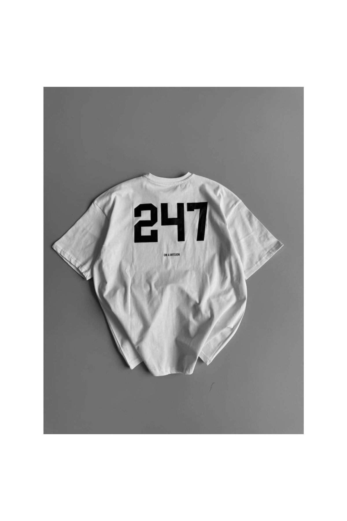 Marsilyan - Baskılı Oversize Bisiklet Yaka Tshirt
