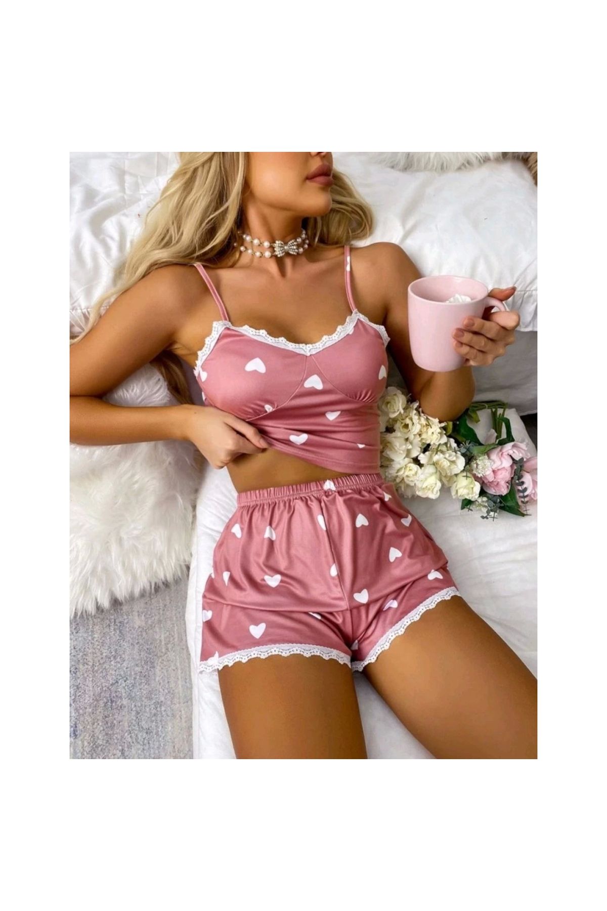 Marsilyan Kadın Pembe Askılı Şortlu Pijama Takım