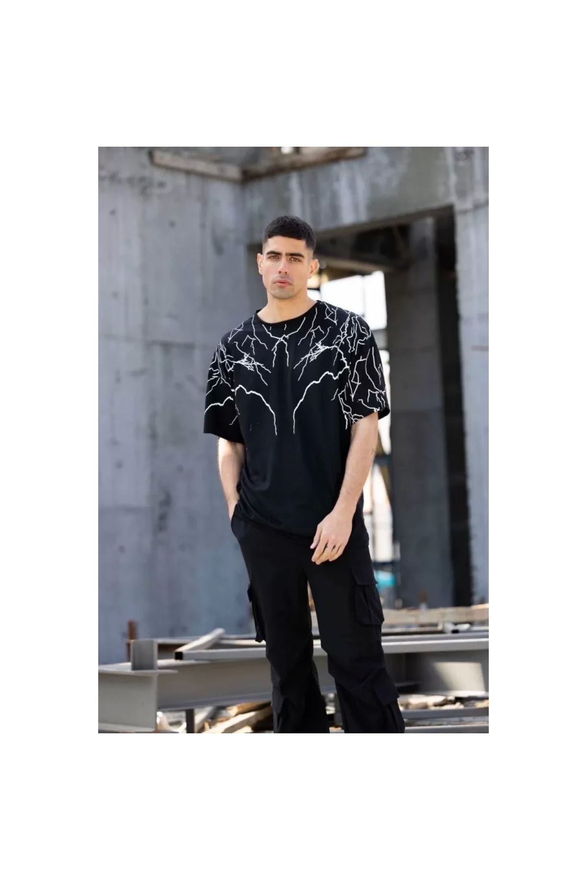 Marsilyan - Unisex Bisiklet Yaka Baskılı Oversize TShirt