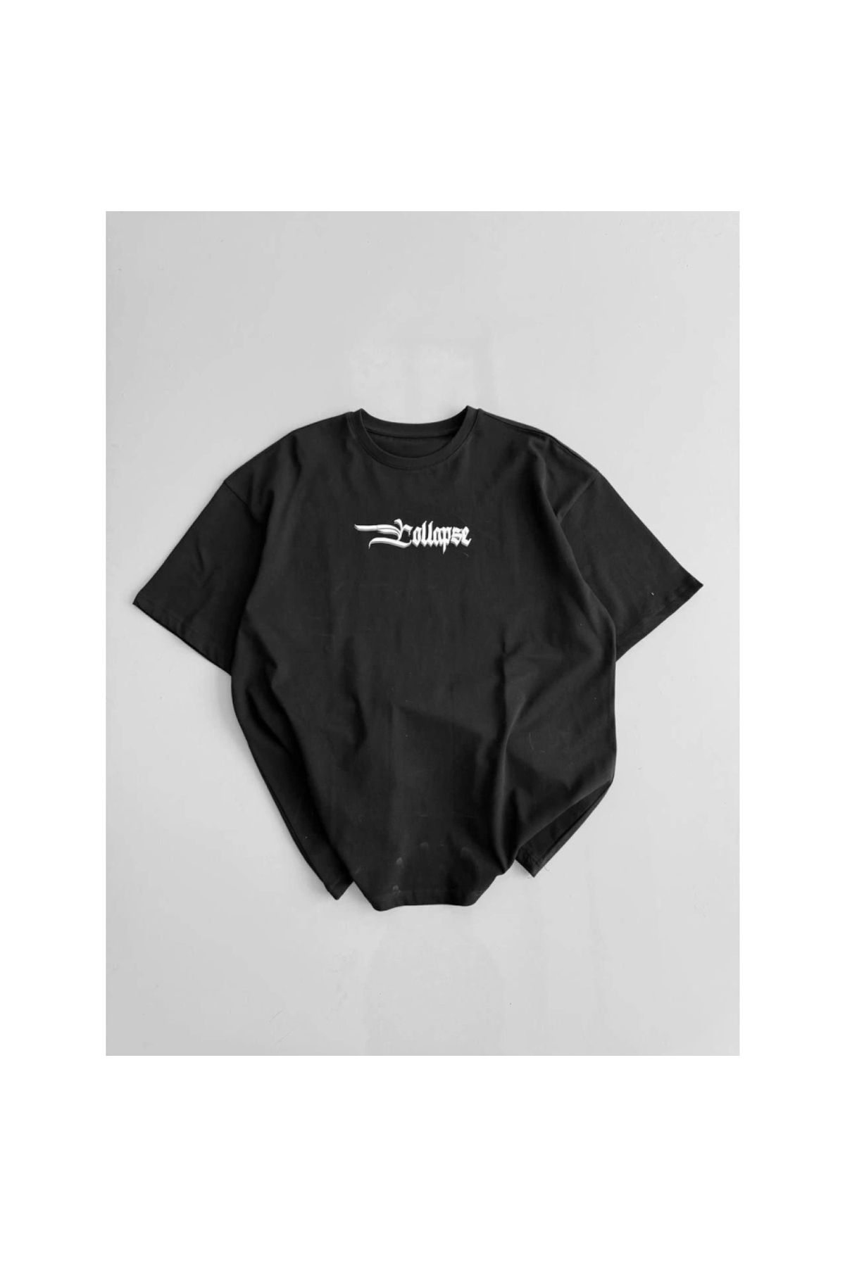 Marsilyan - Baskılı Oversize Bisiklet Yaka Tshirt