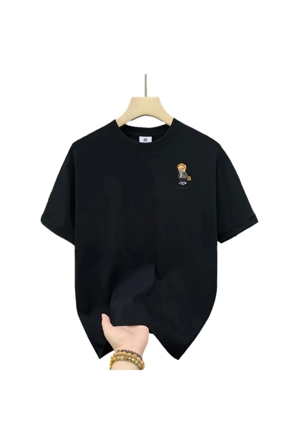 Marsilyan - Baskılı Oversize Bisiklet Yaka Tshirt