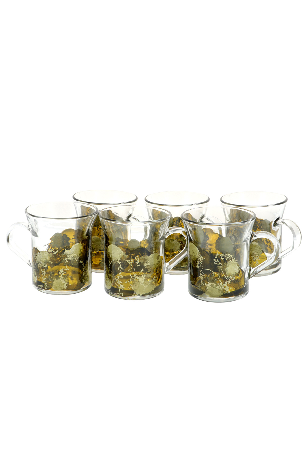 GiftExpress-Set of 6 brown painted coffee mugs 2
