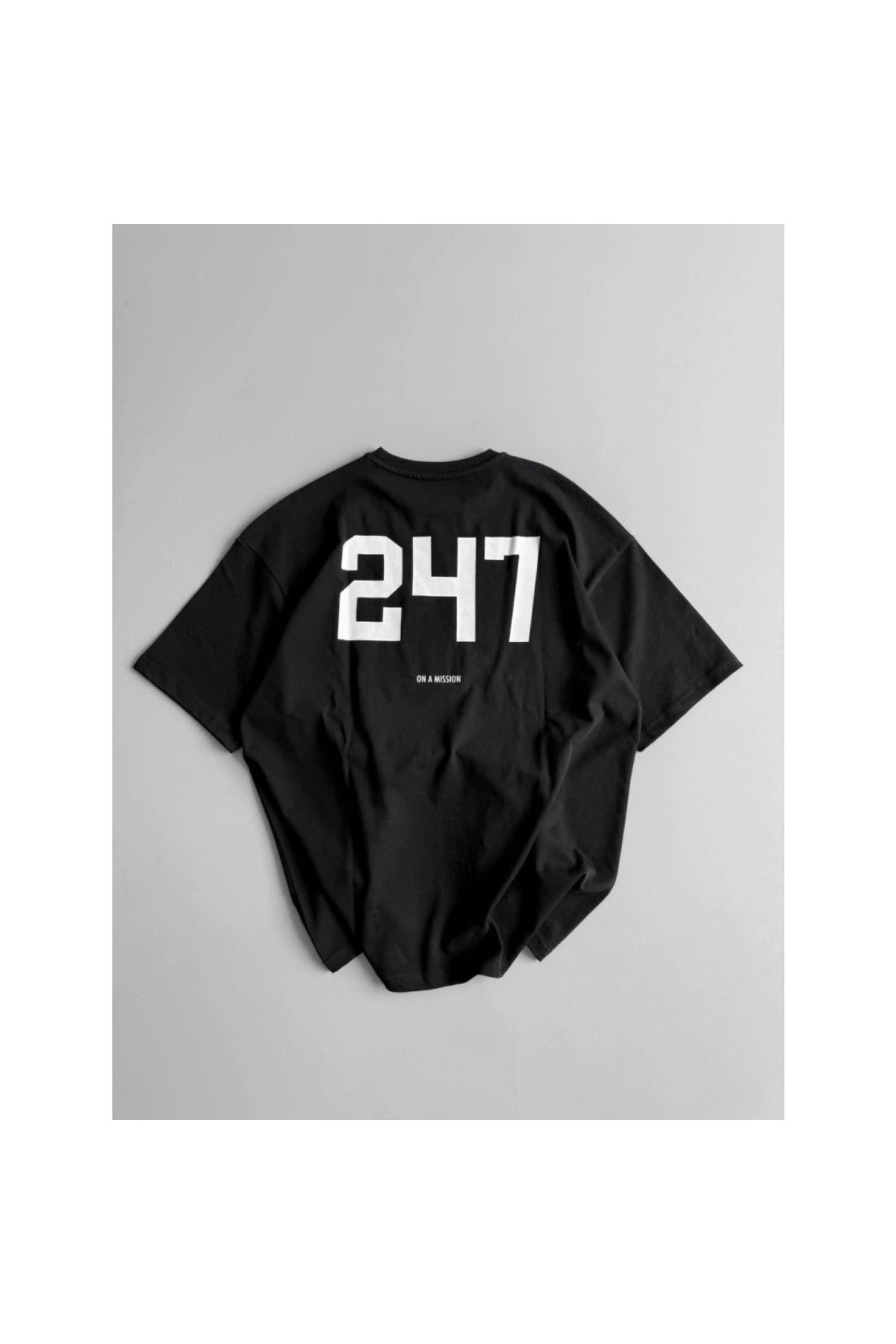 Marsilyan - Baskılı Oversize Bisiklet Yaka Tshirt
