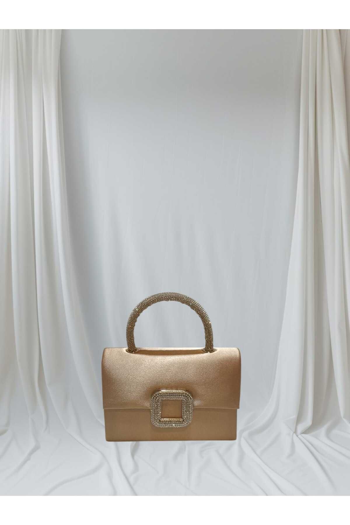 Butik BeyAbags TAŞLI TOKA SATEN NUDE RENKLİ ABİYE ÇANTA