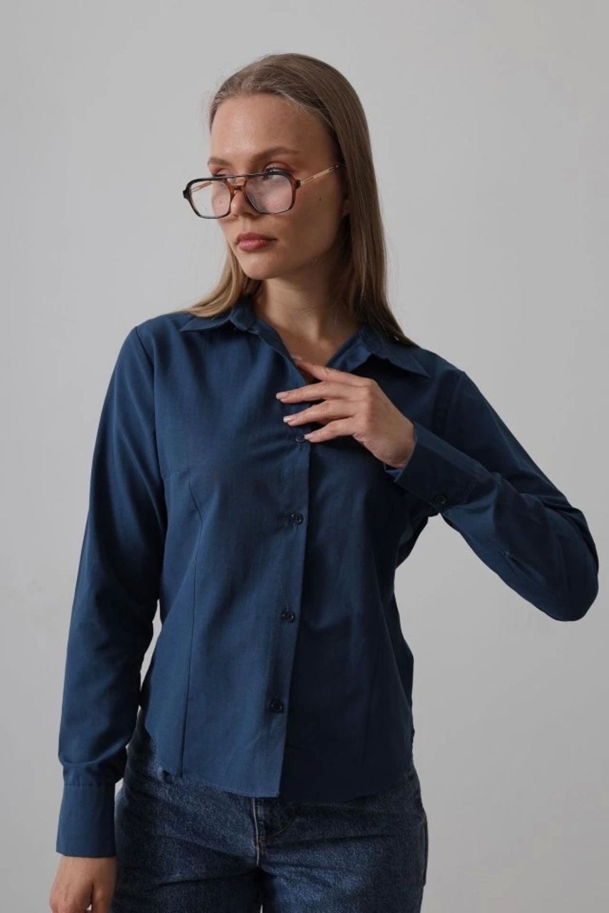 Butik Basic Gömlek - İndigo