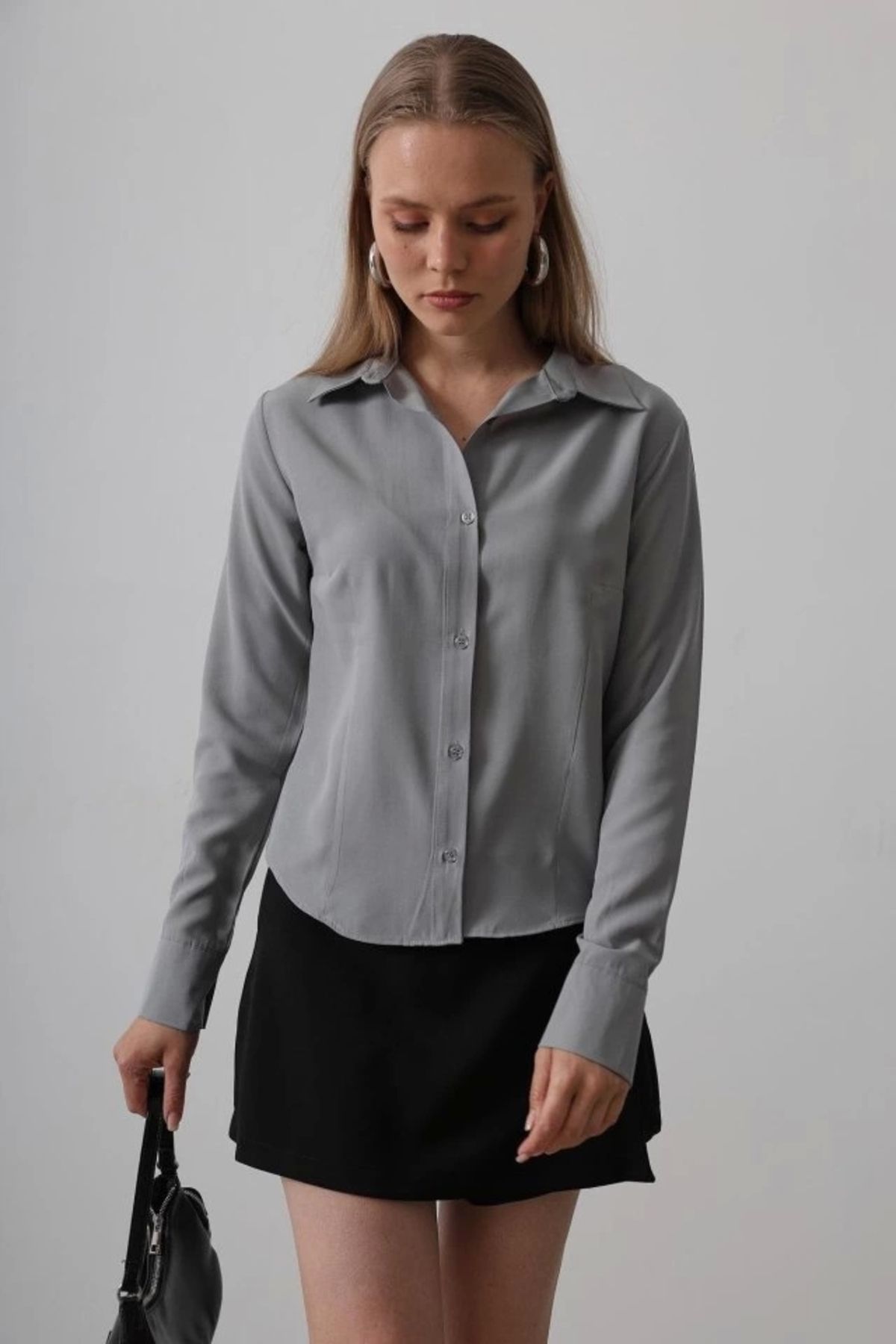 Butik Basic Gömlek - Gri