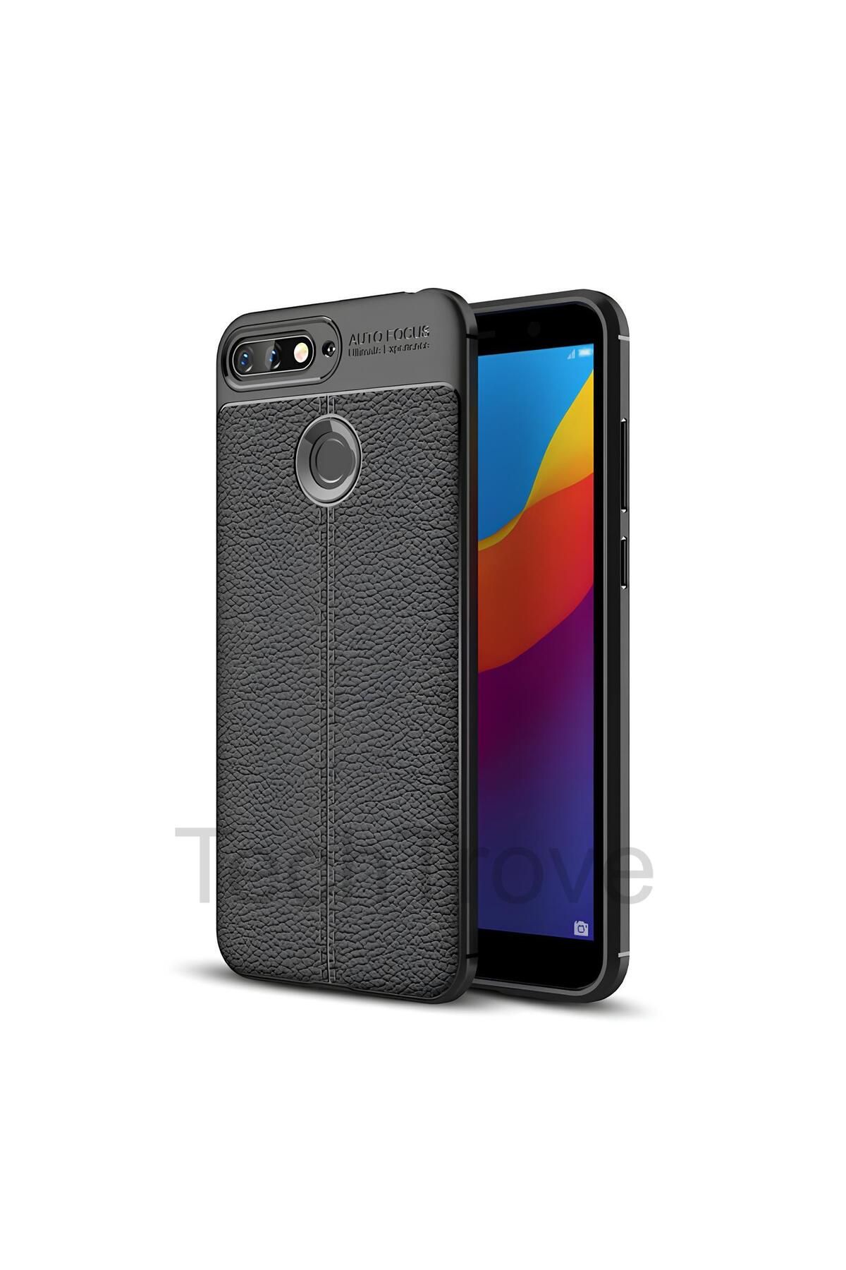 TechTrove Huawei Y7 2018 Kılıf Deri Extra Korumalı Slikon Kapak