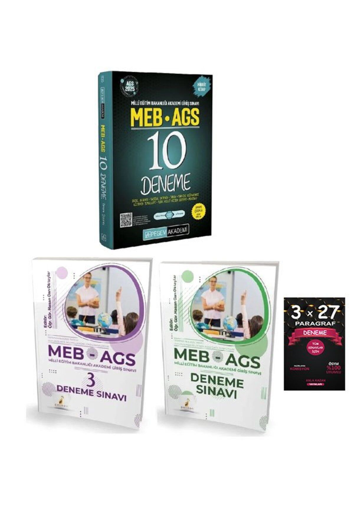 Pegem Akademi Yayıncılık Pegem + Pelikan 2025 MEB-AGS Tüm Dersler 10+4 Deneme 3 lü Set