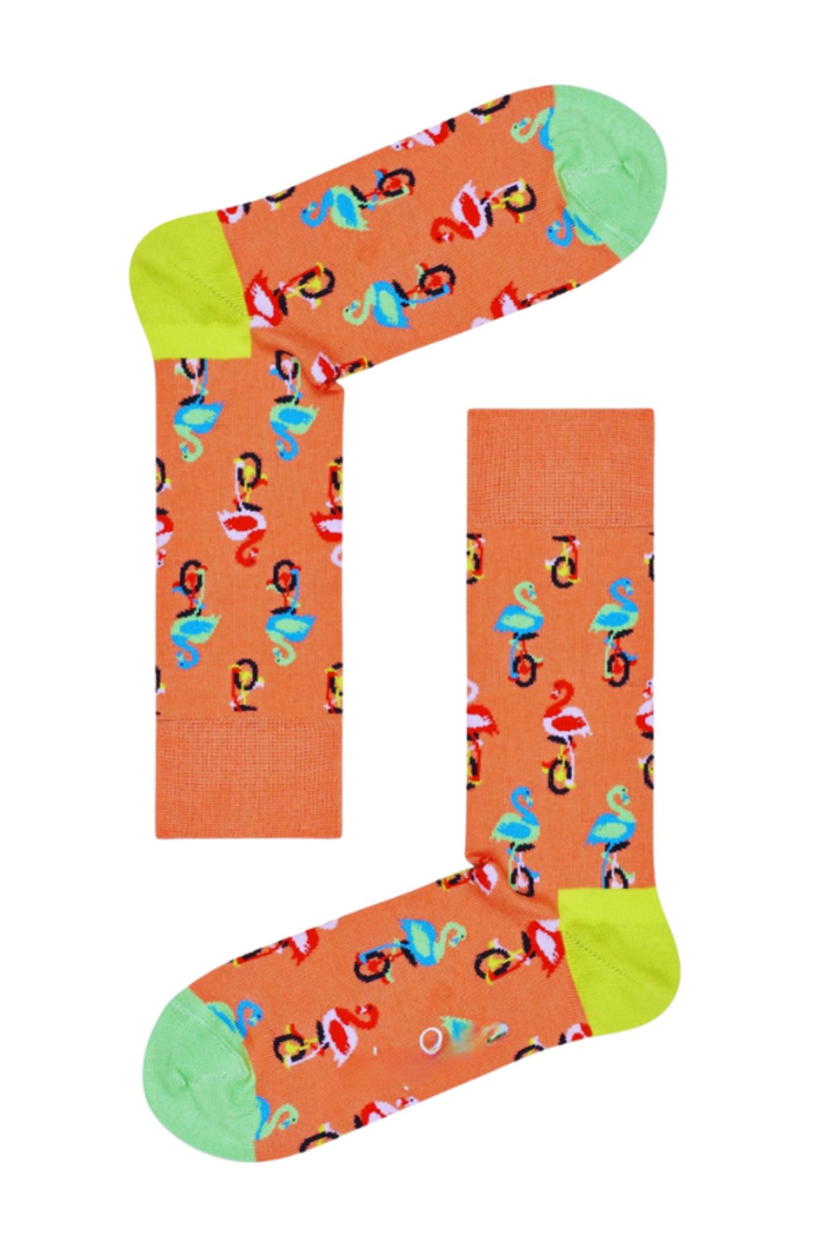 Shuttle Park Özel Seri Happy Renkli Flamingo Desenli Socks Eğlenceli Rahat Tasarım Tarz Soket Dikişsiz Çoraplar