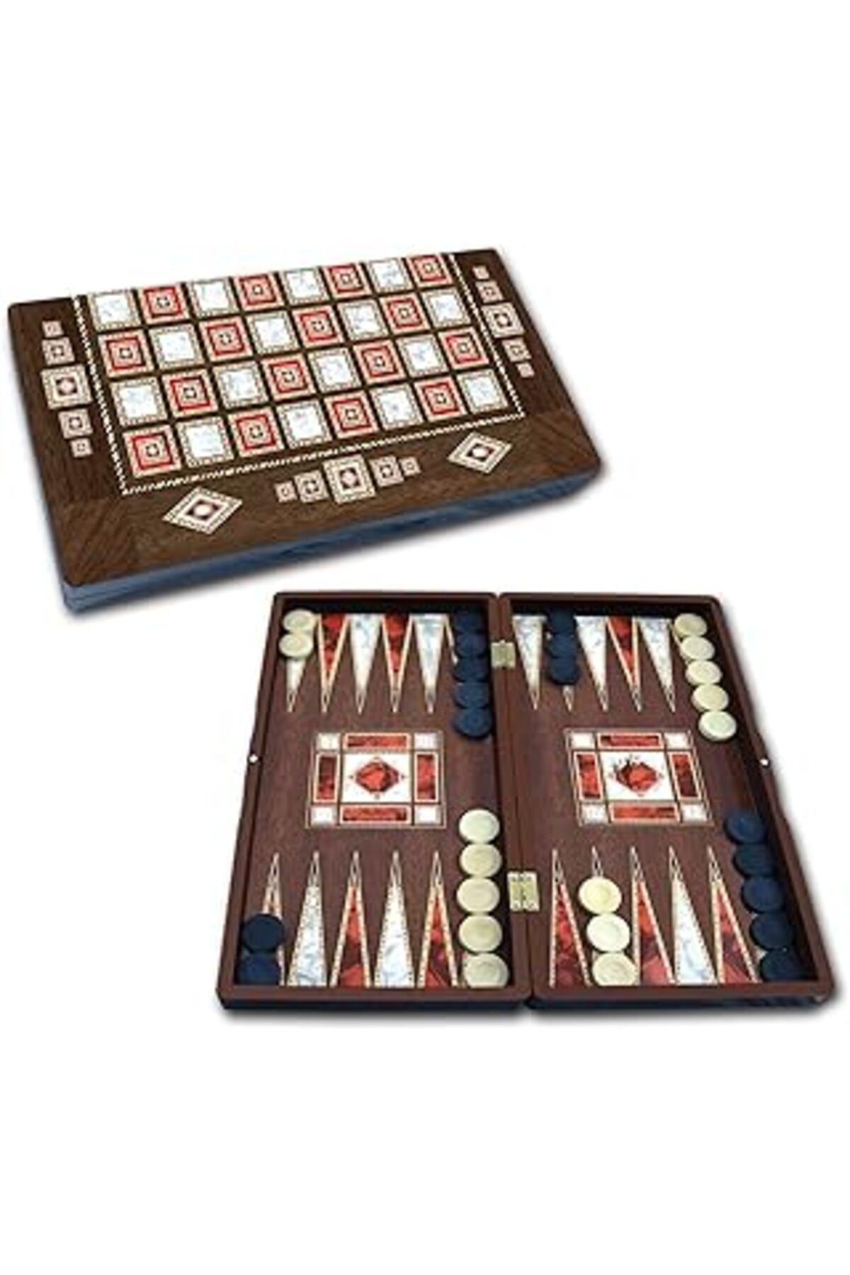 Mu Art Ahşap Staroyun Staroyun1020210 25 X 48 X 6 Cm Big Star Polyester Pearl Backgammon