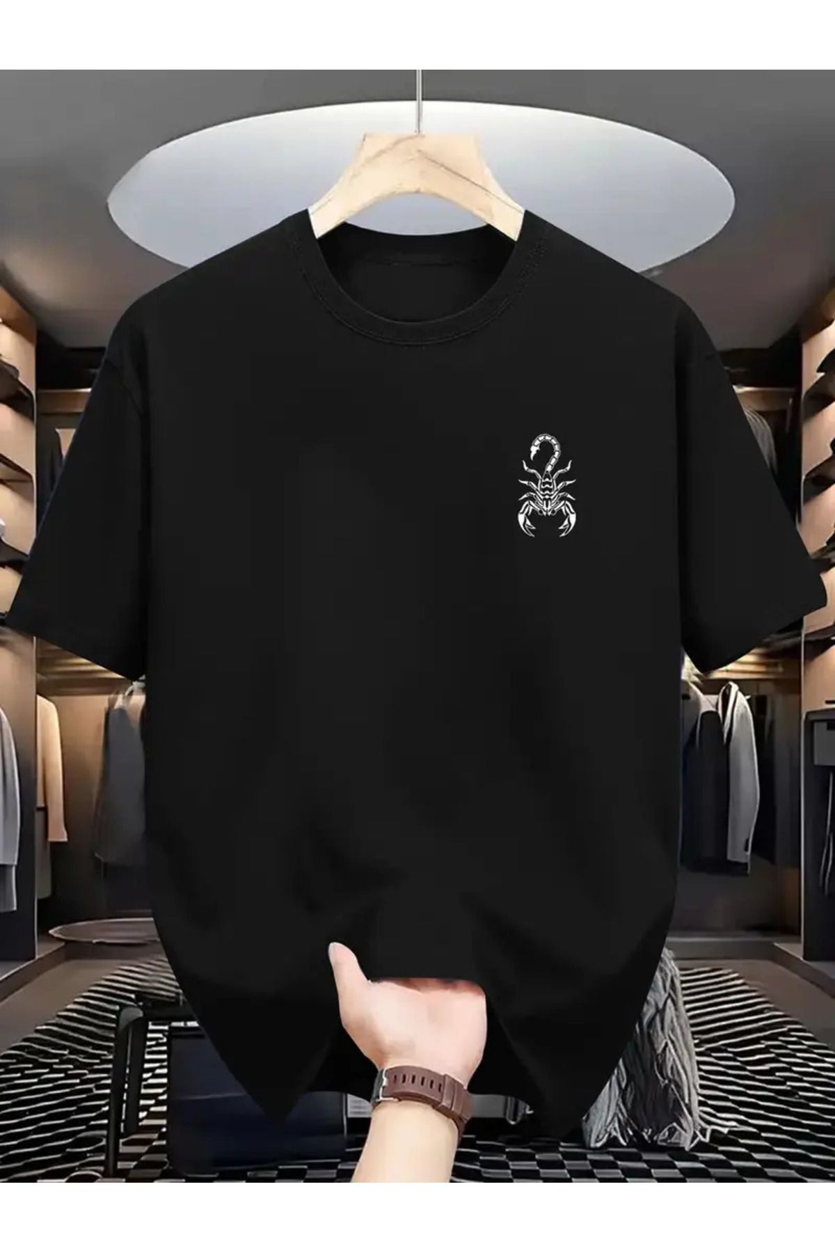 İnazuma Outdoors İNAZUMA Unisex Oversize Baskılı Pamuklu Bisiklet Yaka Kısa Kollu SİYAH T-shirt