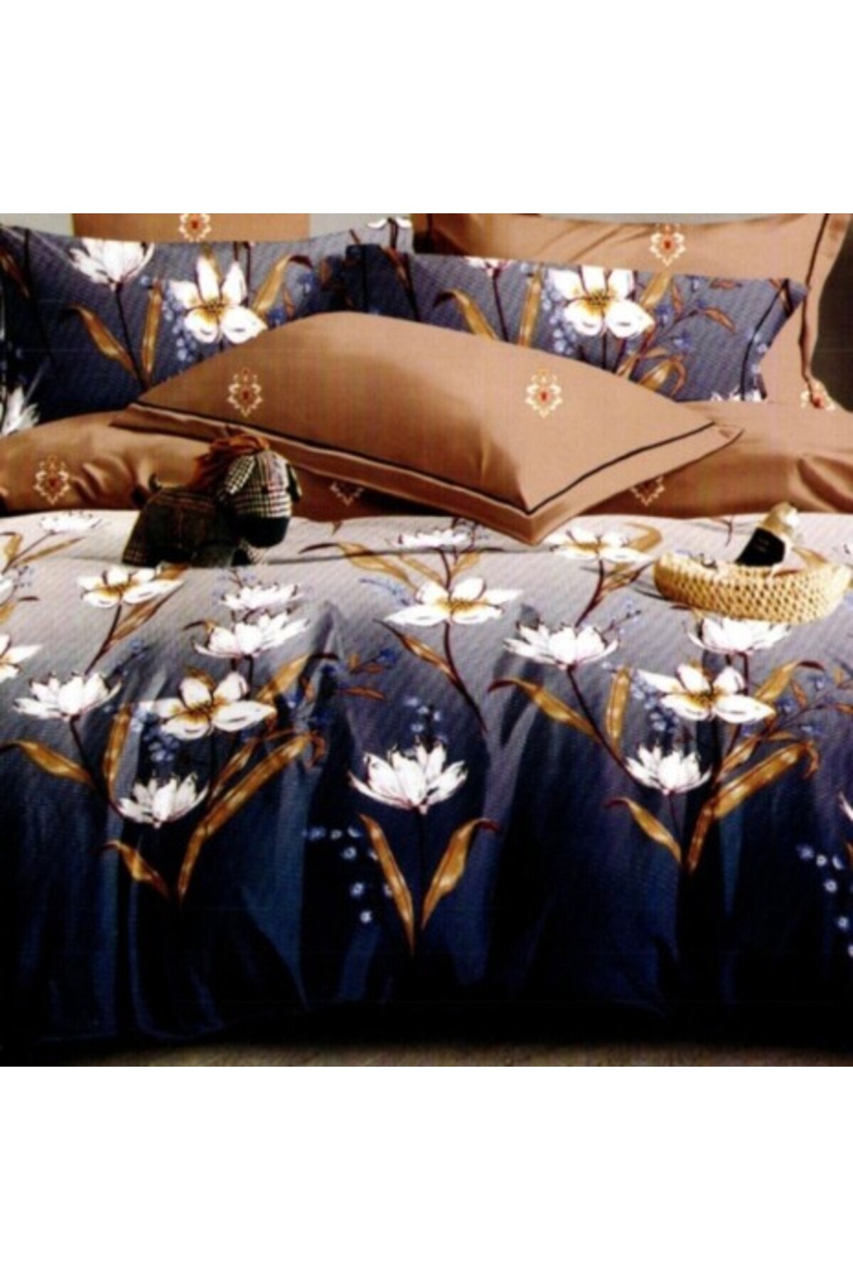 Pucioasa-Finet bed linen with elastic, duvet cover 200x220cm, 6 pieces, White Flowers 2