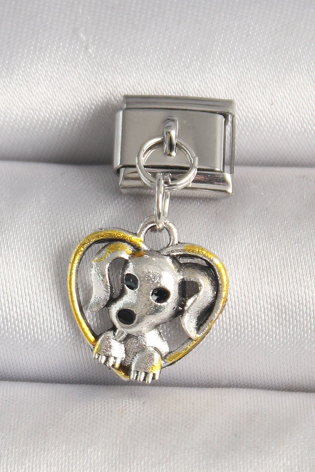 callerrons accessories Gümüş Renk Sarı Kalp Köpek Model Nomination Charm - EBJ250501W32868