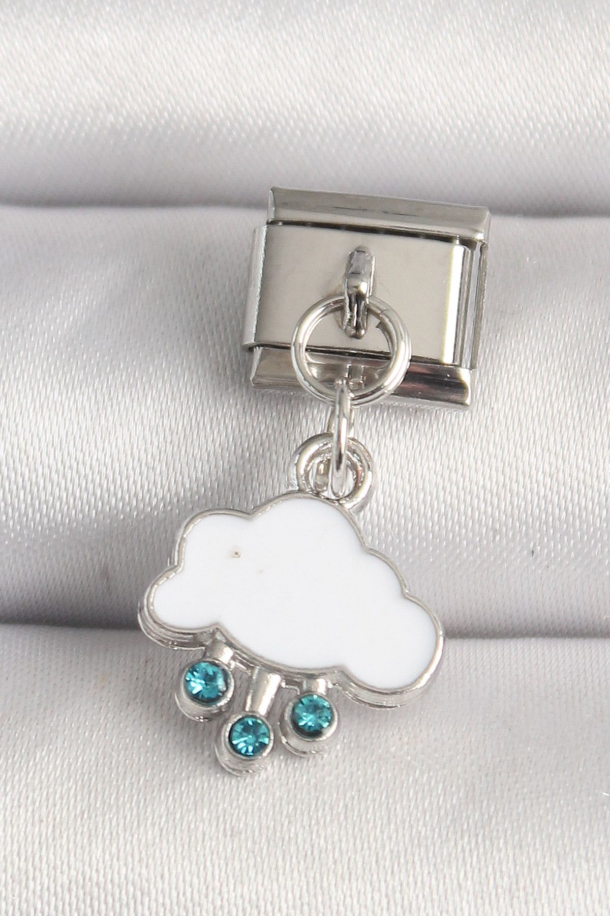 callerrons accessories Gümüş Renk Beyaz Bulut Model Zirkon Taşlı Damla Detay Nomination Charm - EBJ250501W32854